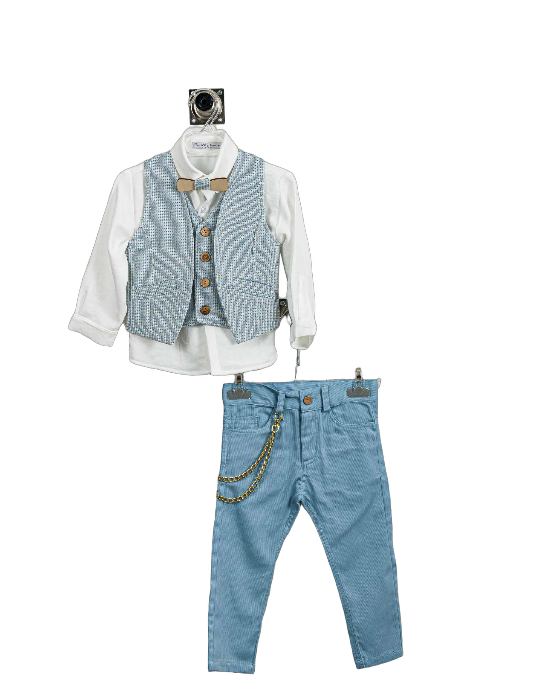 Βαπτιστικό Σετ Αγόρι με Γιλέκο & Παπιγιόν - Λευκό | 260670