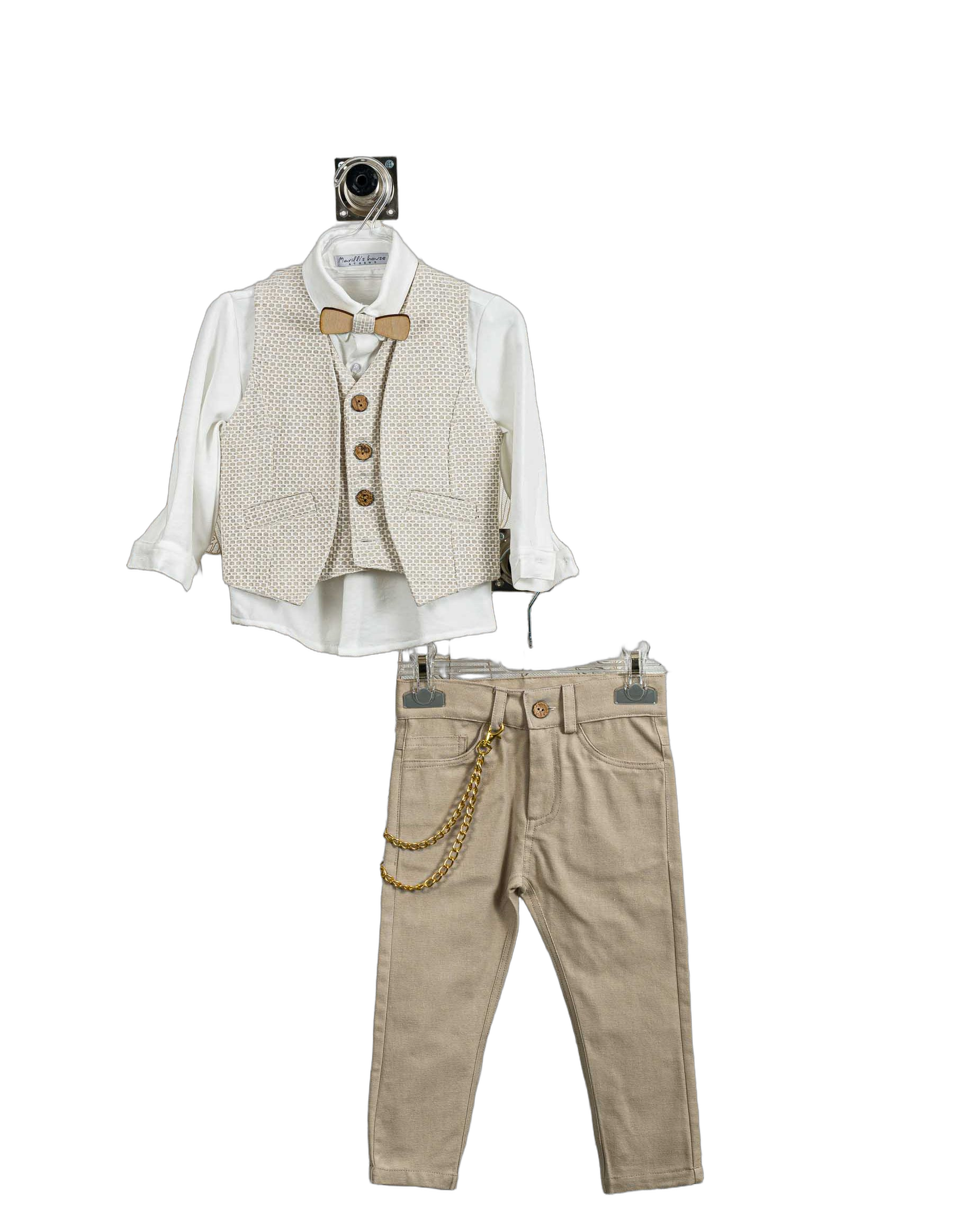 Βαπτιστικό Σετ Αγόρι με Γιλέκο & Παπιγιόν - Λευκό | 260770