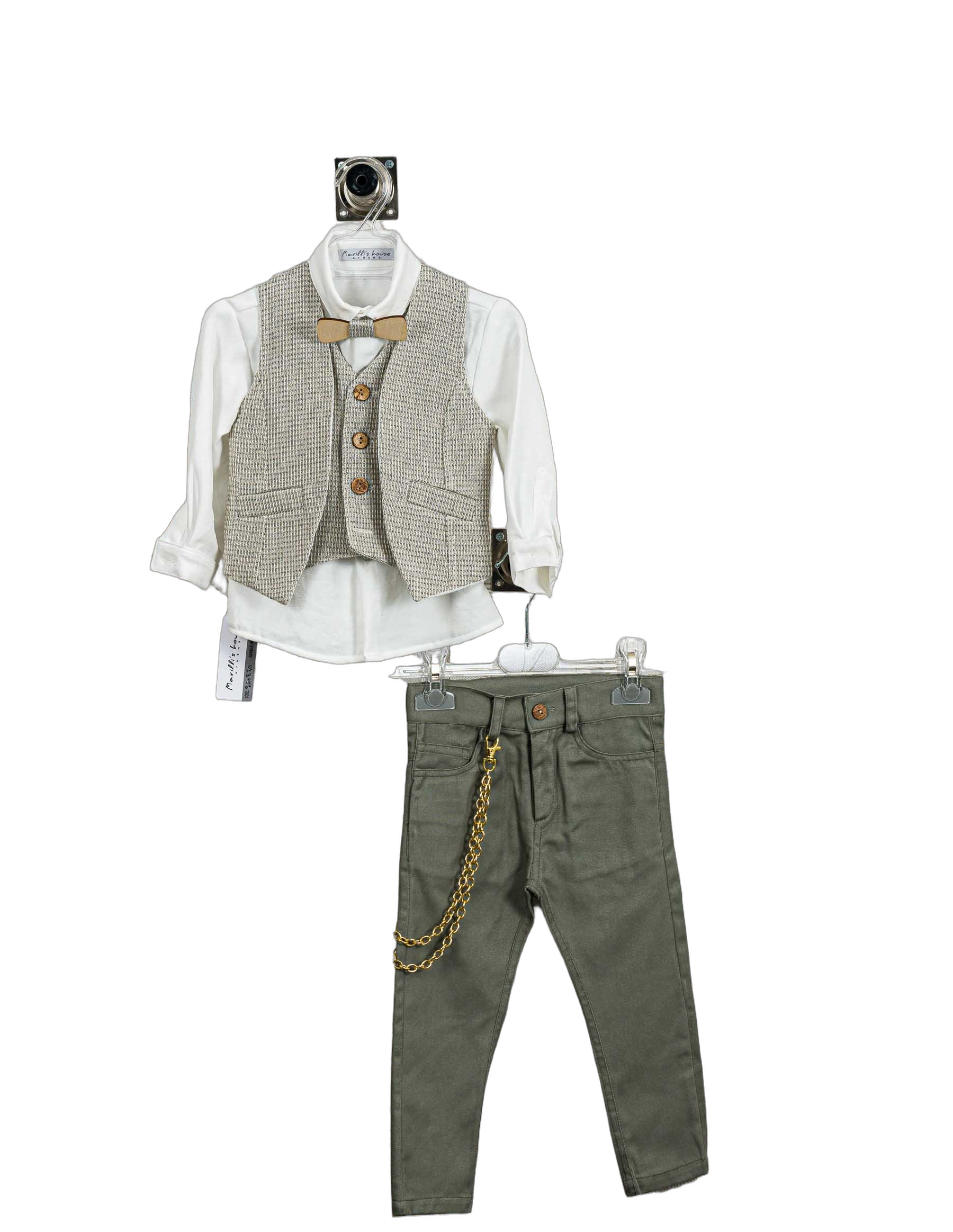 Βαπτιστικό Σετ Αγόρι με Γιλέκο & Παπιγιόν - Λευκό | 260870