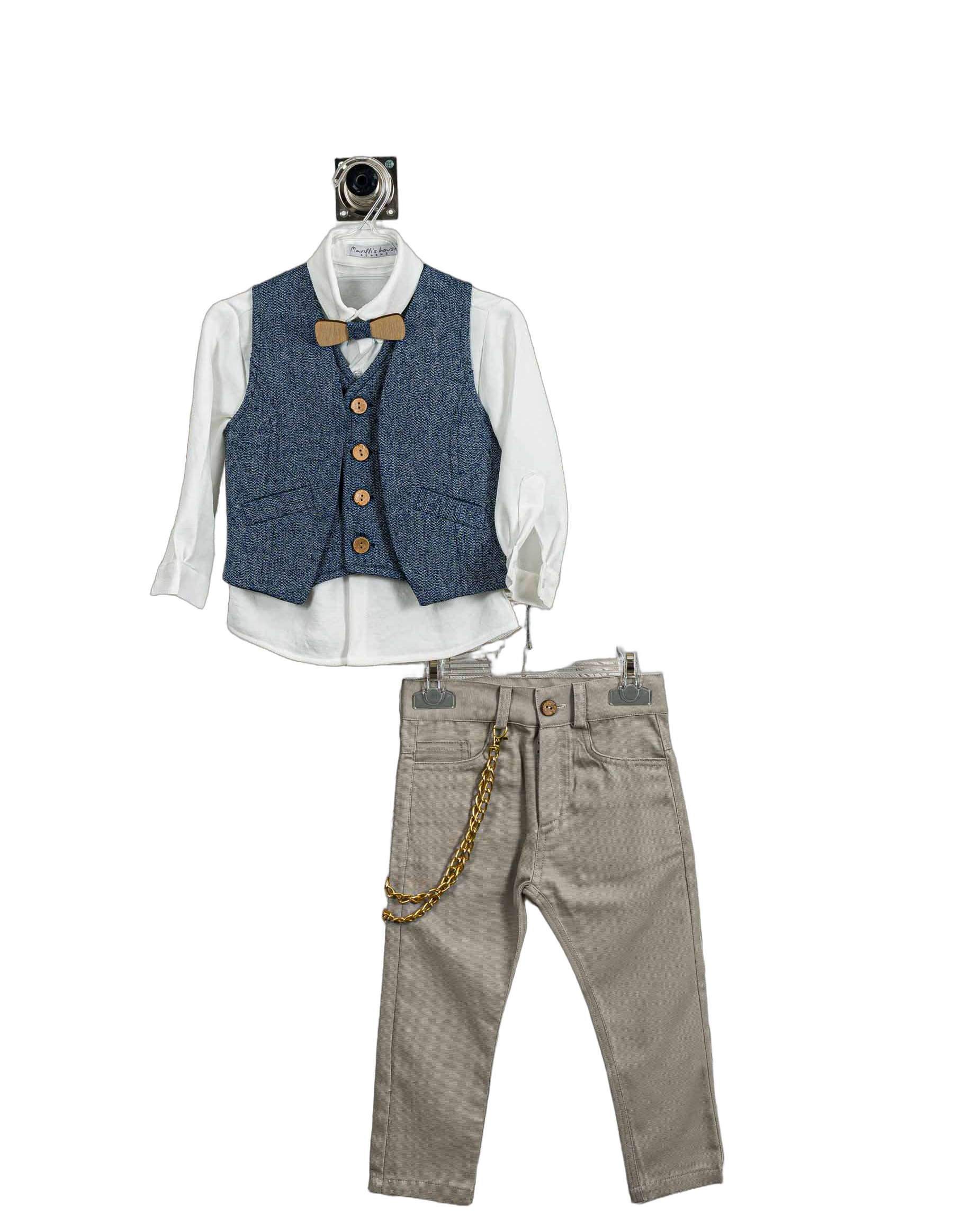 Βαπτιστικό Σετ Αγόρι με Γιλέκο & Παπιγιόν - Λευκό | 261070