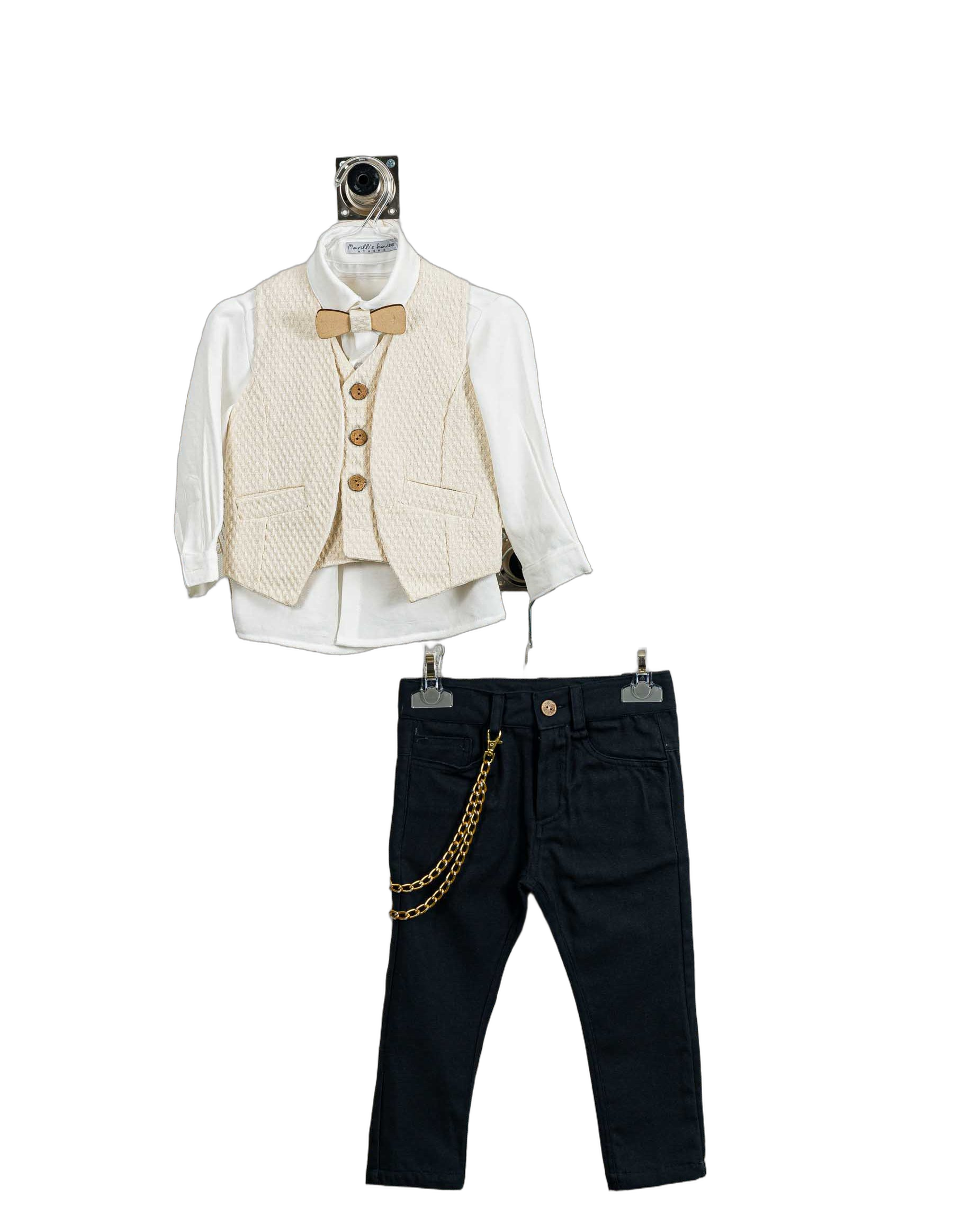 Βαπτιστικό Σετ Αγόρι με Γιλέκο & Παπιγιόν - Λευκό | 261270