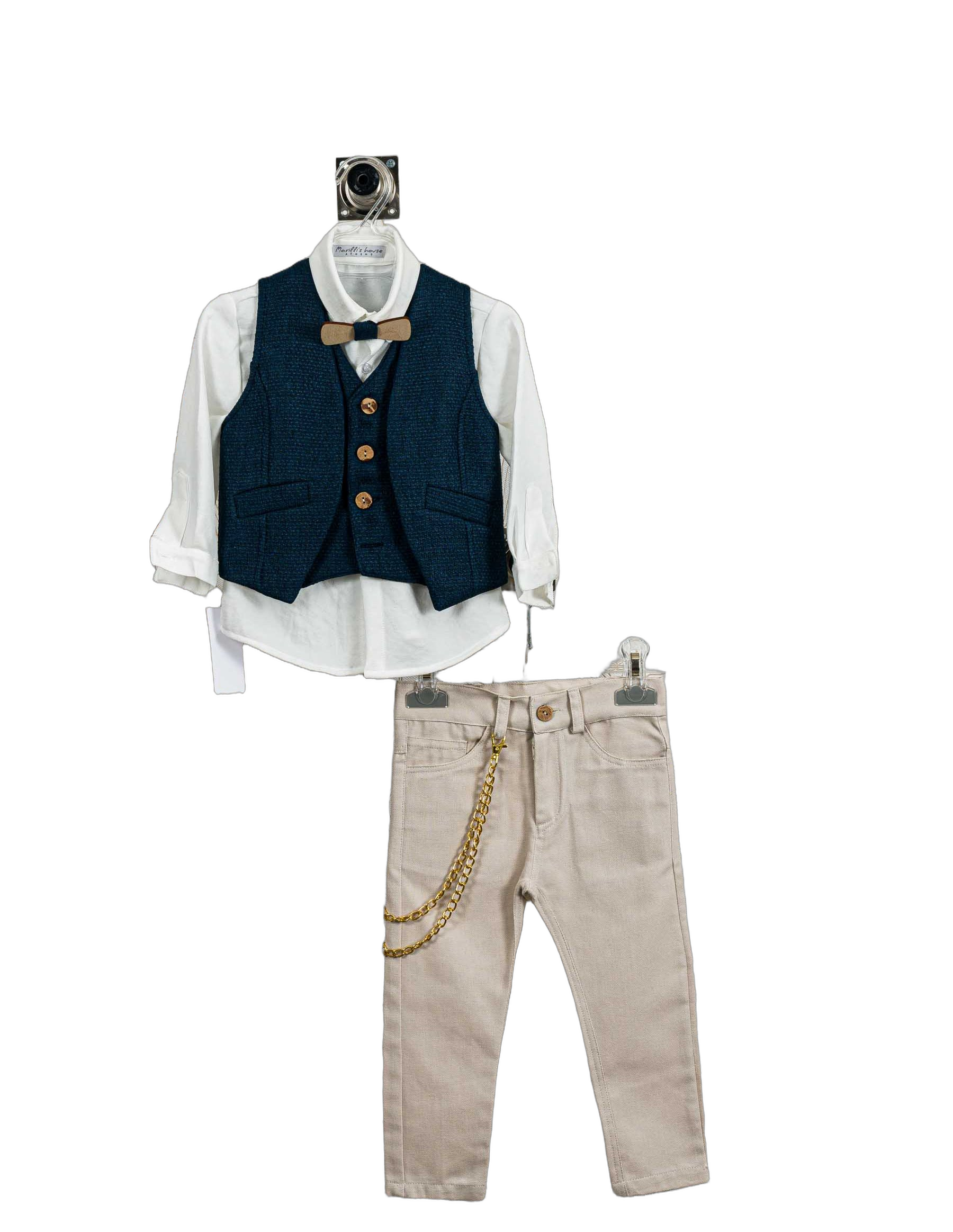 Βαπτιστικό Σετ Αγόρι με Γιλέκο & Παπιγιόν - Λευκό | 261370