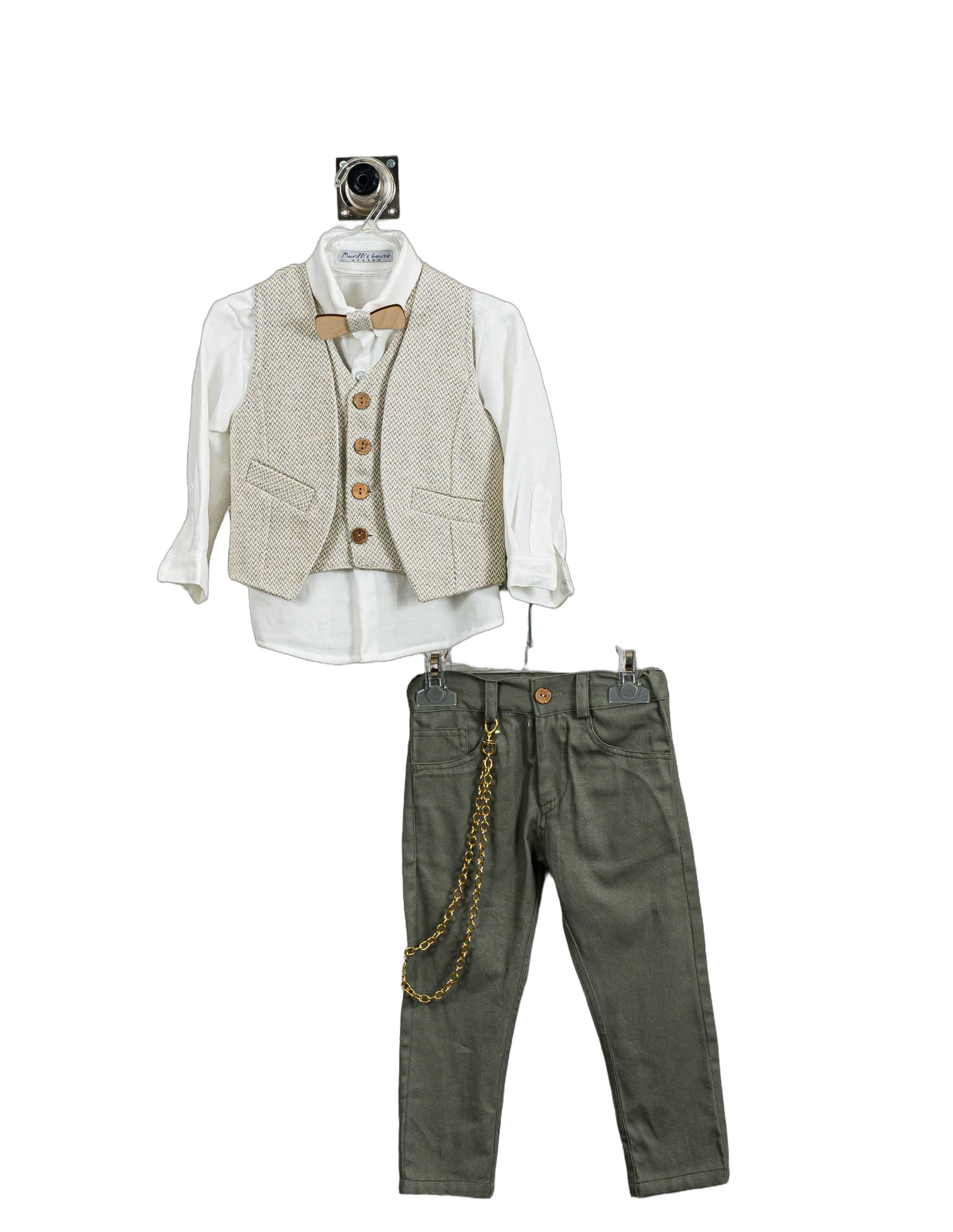 Βαπτιστικό Σετ Αγόρι με Γιλέκο & Παπιγιόν - Λευκό | 261670