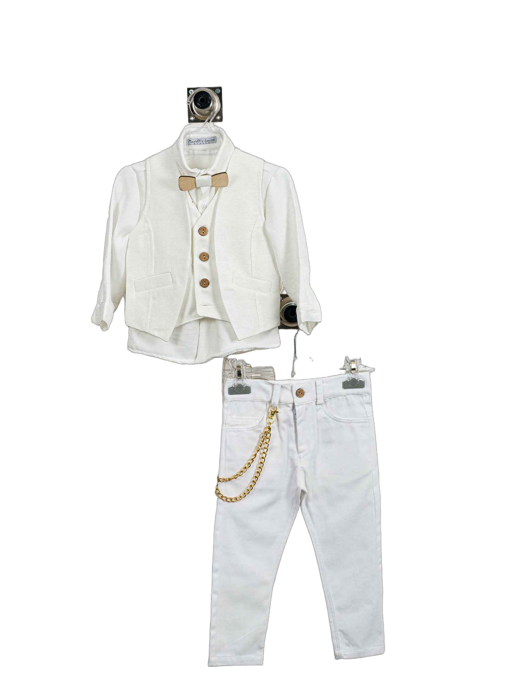 Βαπτιστικό Σετ Αγόρι με Γιλέκο & Παπιγιόν - Λευκό | 261770