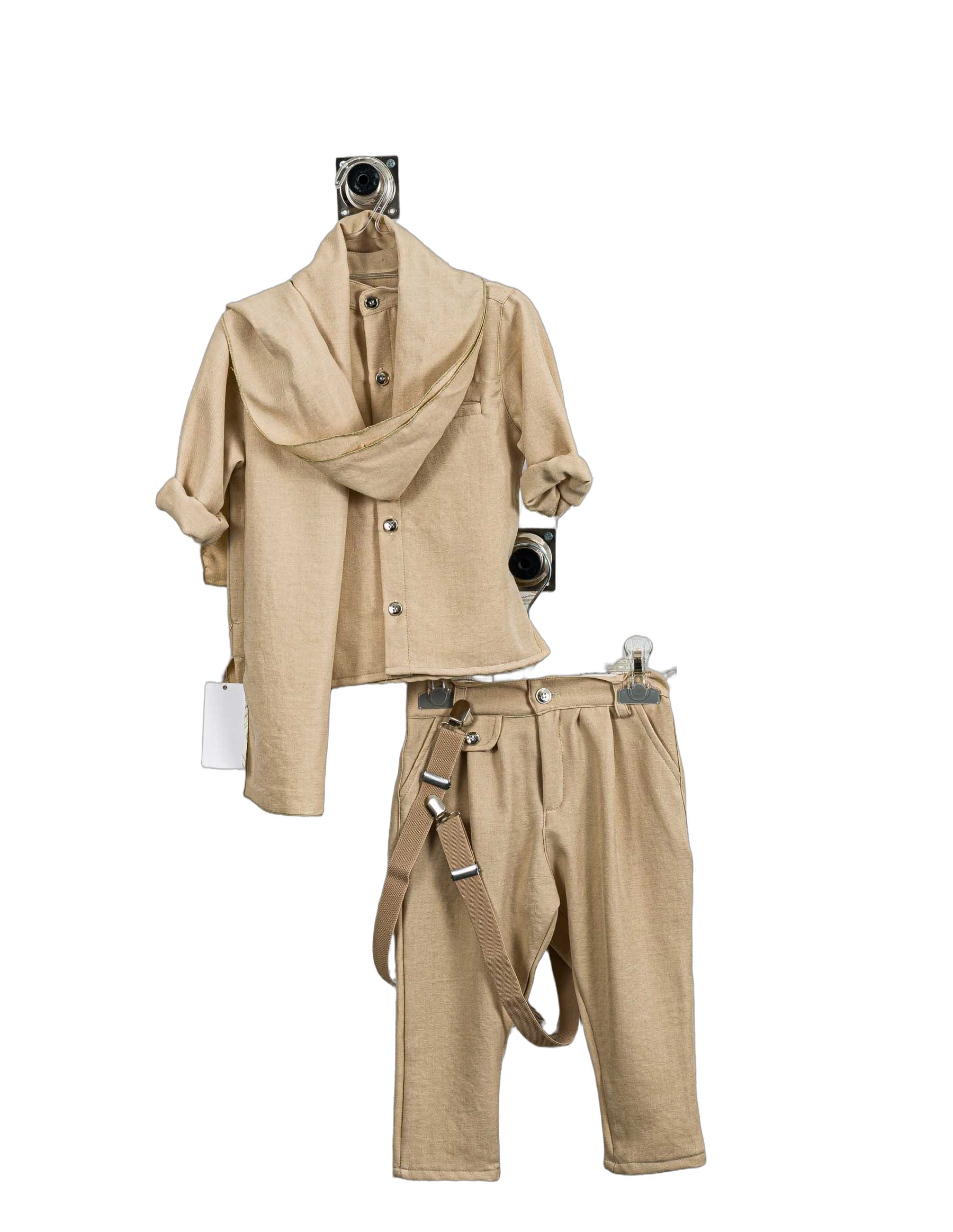 Βαπτιστικό Σετ Αγόρι με Τιράντες & Καπέλο - Μπεζ