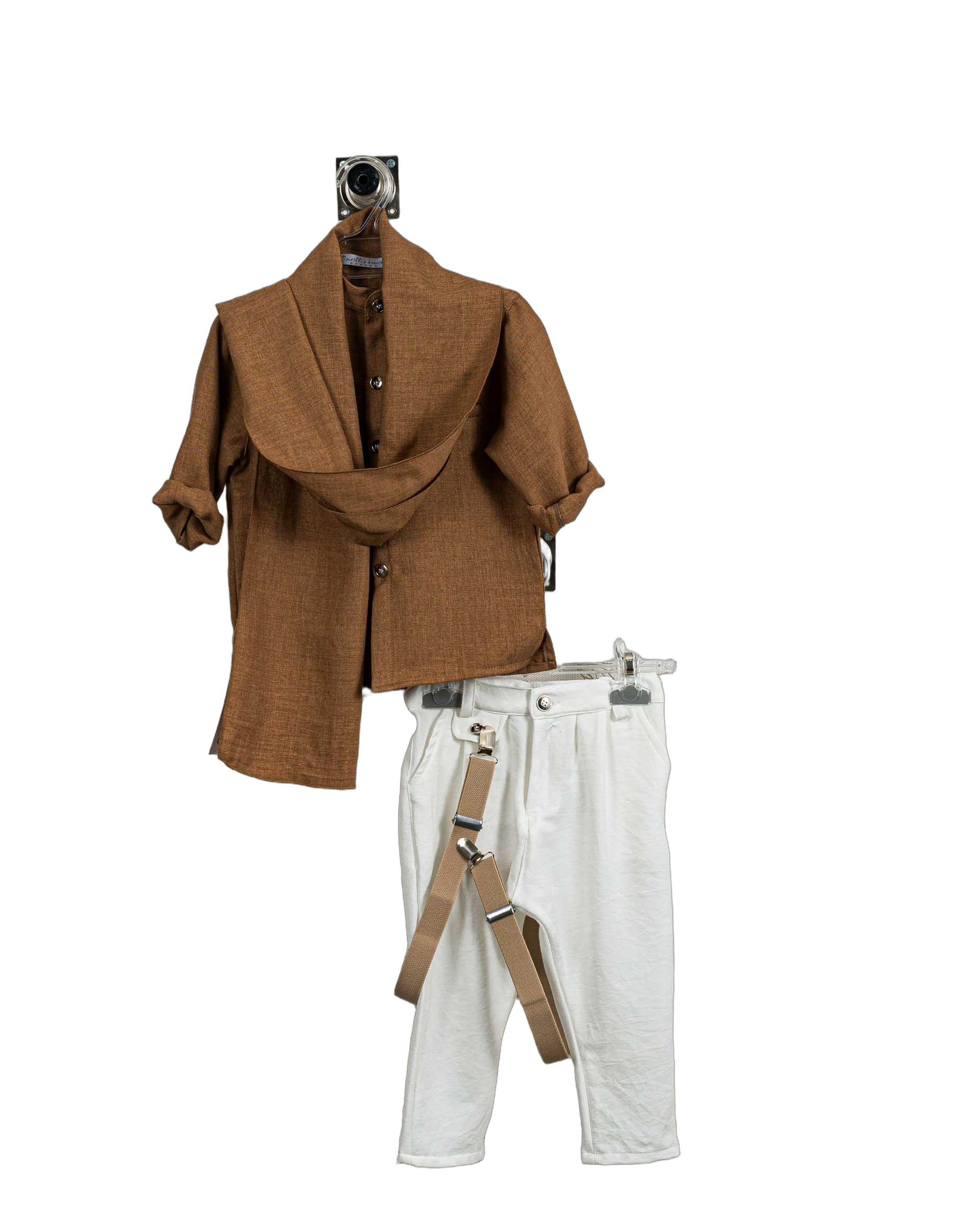 Βαπτιστικό Σετ Αγόρι με Τιράντες & Σακάκι - Λευκό