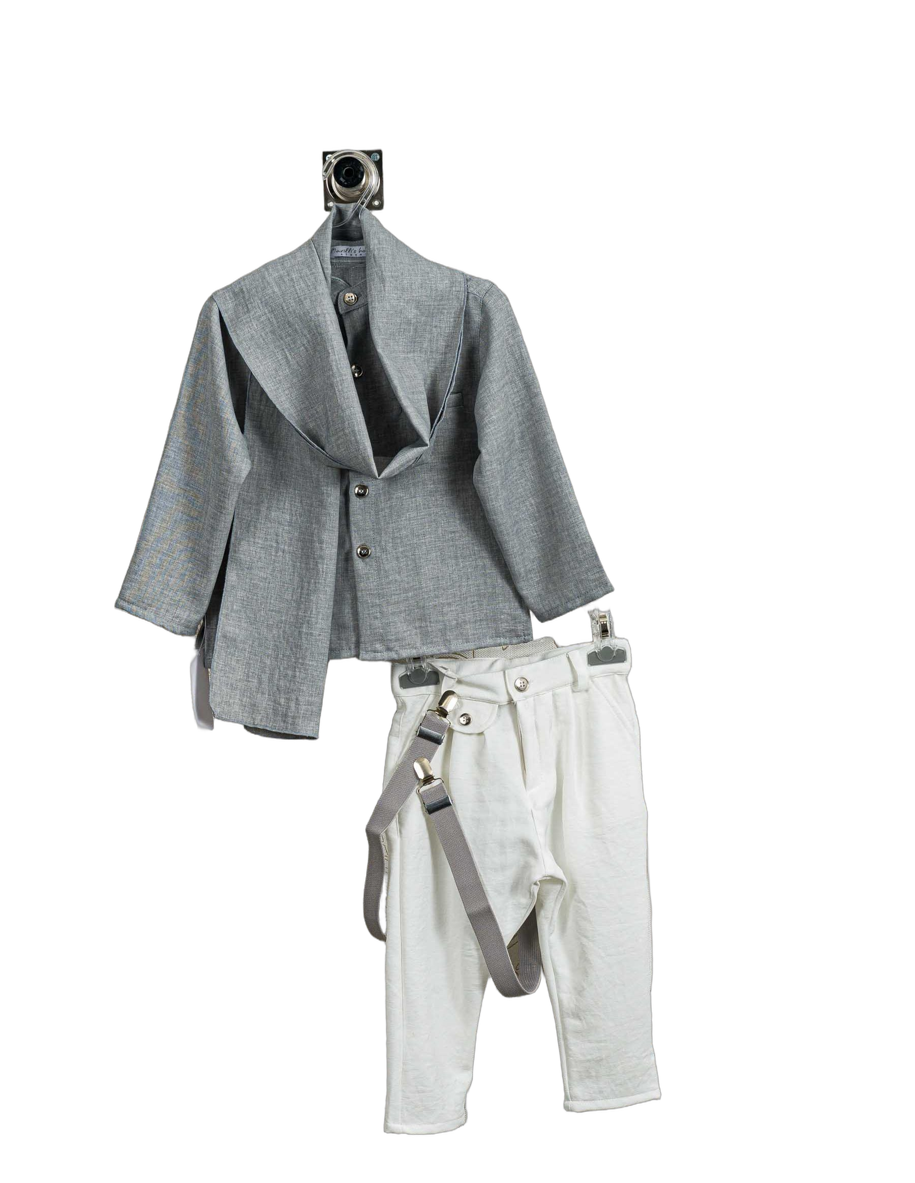 Βαπτιστικό Σετ Αγόρι με Τιράντες & Σακάκι - Λευκό | 262365