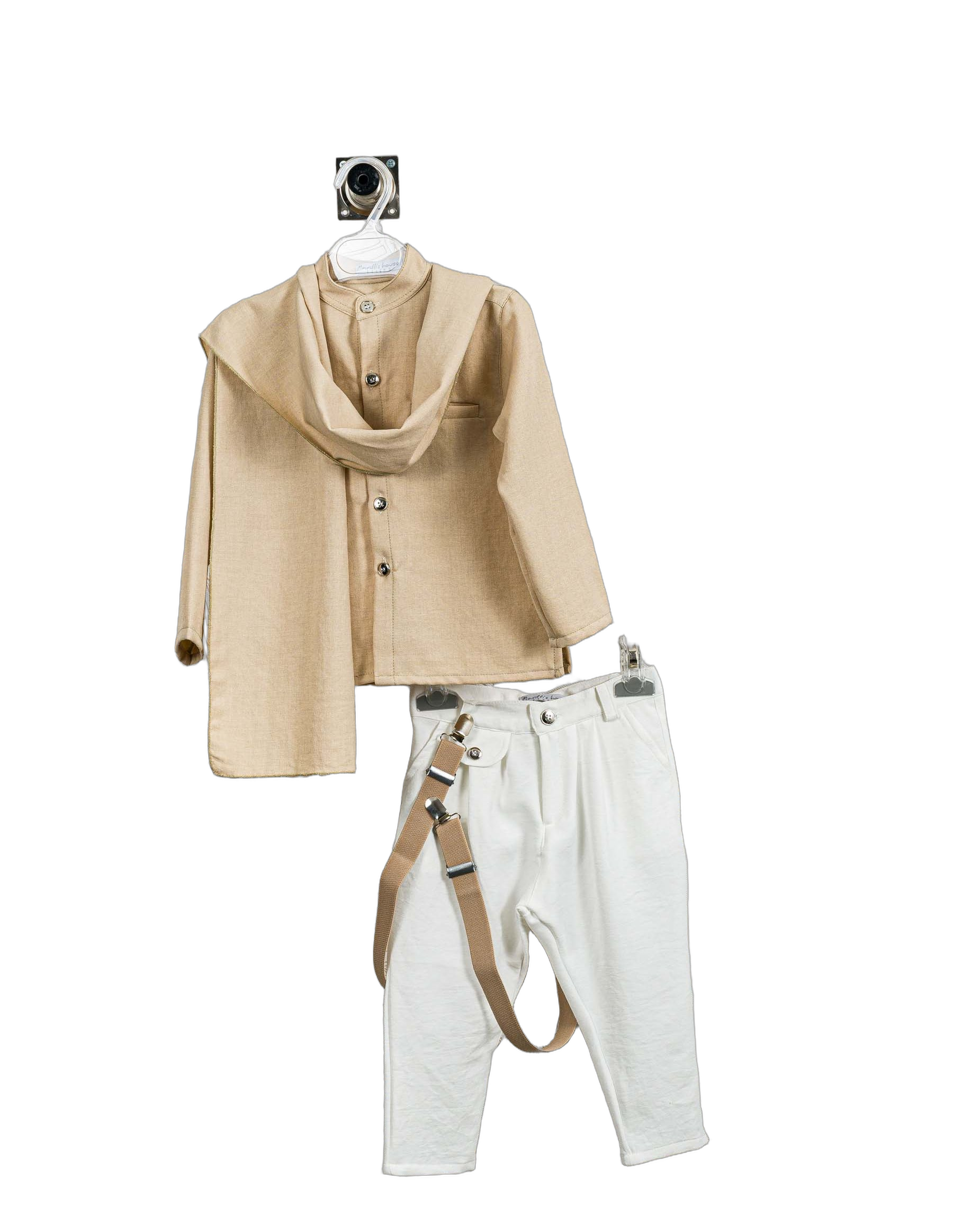 Βαπτιστικό Σετ Αγόρι με Γιλέκο & Τιράντες - Λευκό