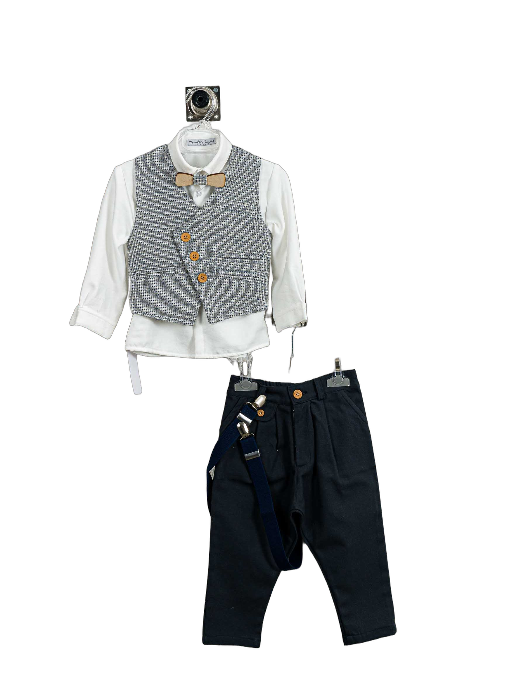 Βαπτιστικό Σετ Αγόρι με Γιλέκο & Παπιγιόν - Λευκό | 262570