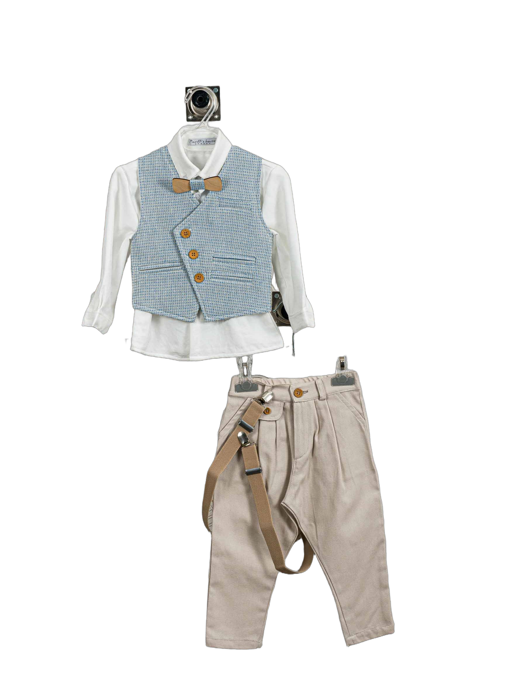 Βαπτιστικό Σετ Αγόρι με Γιλέκο & Παπιγιόν - Λευκό | 262770