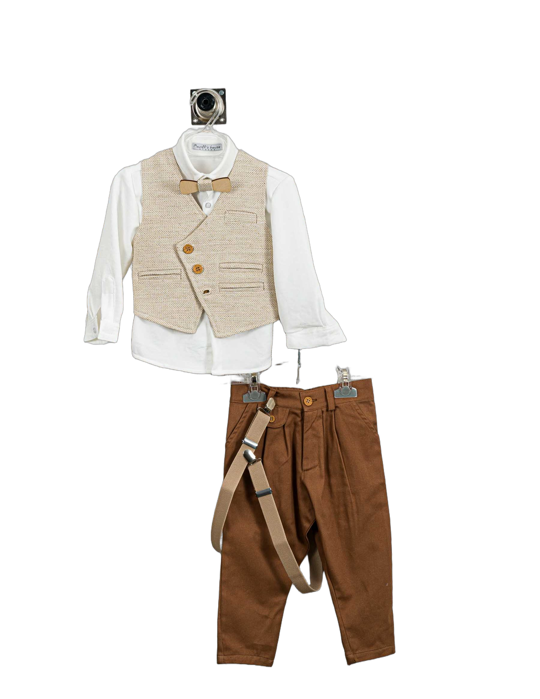 Βαπτιστικό Σετ Αγόρι με Γιλέκο & Παπιγιόν - Λευκό | 262970