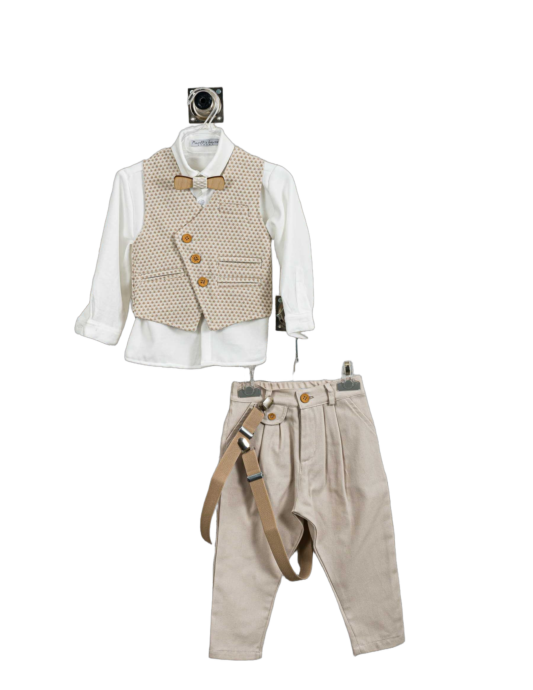 Βαπτιστικό Σετ Αγόρι με Γιλέκο & Παπιγιόν - Λευκό | 263070