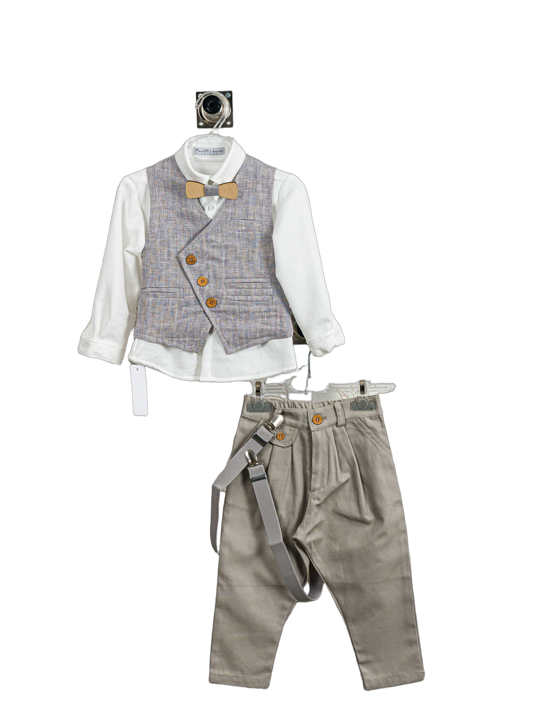 Βαπτιστικό Κοστούμι Αγόρι με Γιλέκο & Παπιγιόν - Λευκό | 263170