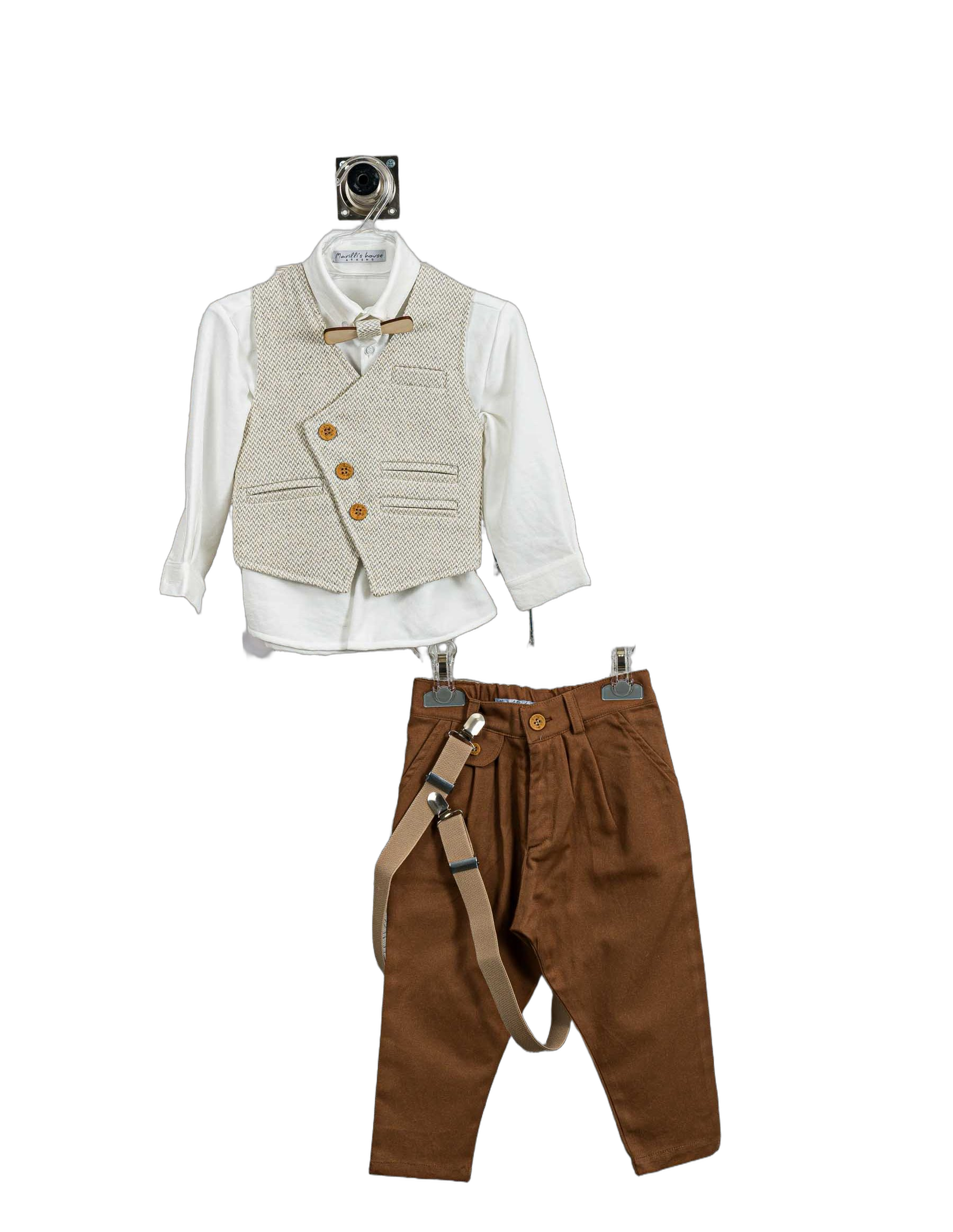 Βαπτιστικό Κοστούμι Αγόρι με Γιλέκο & Παπιγιόν - Λευκό | 263470