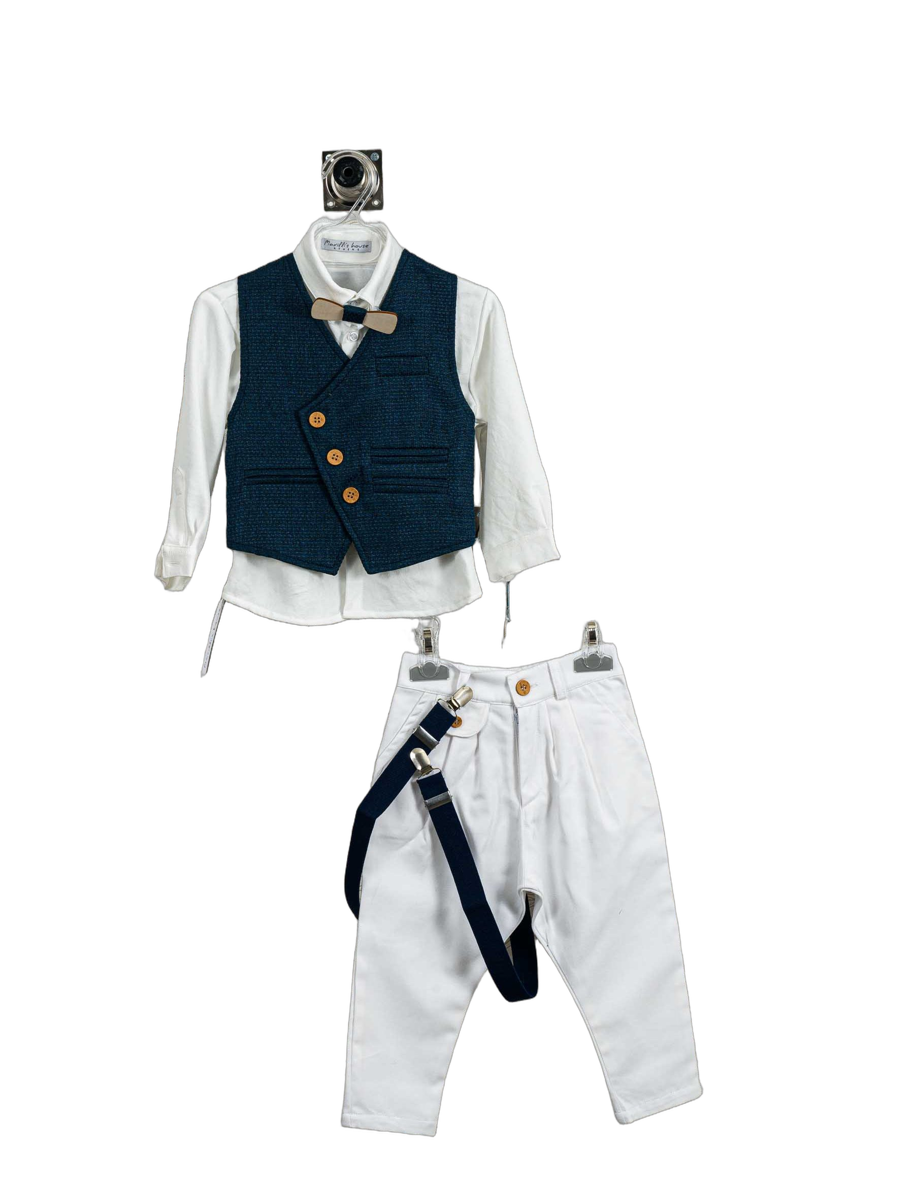 Βαπτιστικό Κοστούμι Αγόρι με Γιλέκο & Παπιγιόν - Λευκό | 263570