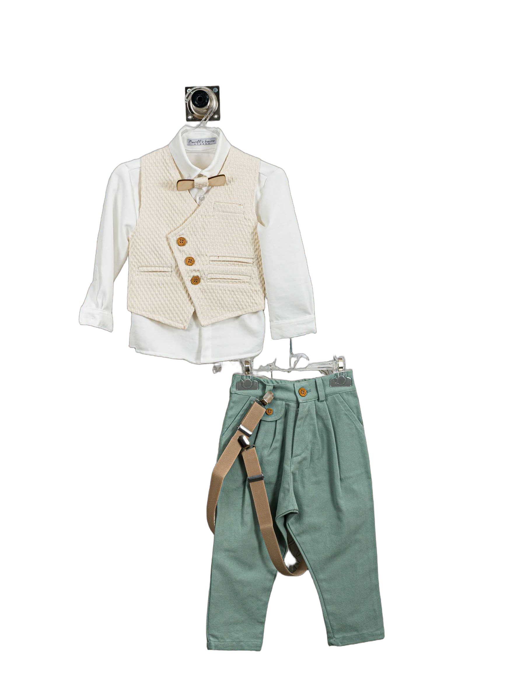 Βαπτιστικό Κοστούμι Αγόρι με Γιλέκο & Παπιγιόν - Λευκό | 263770