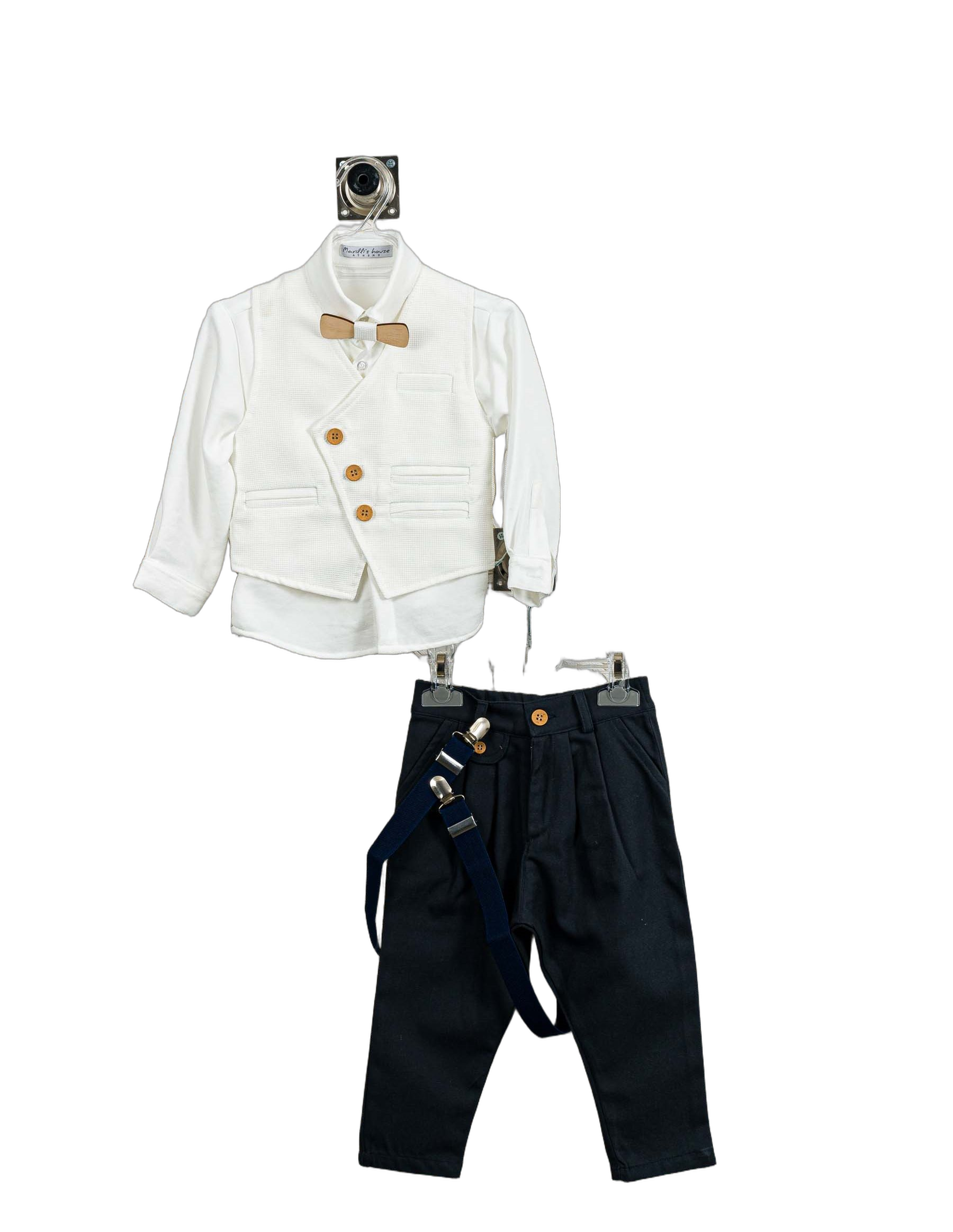 Βαπτιστικό Κοστούμι Αγόρι με Γιλέκο & Παπιγιόν - Λευκό | 264070