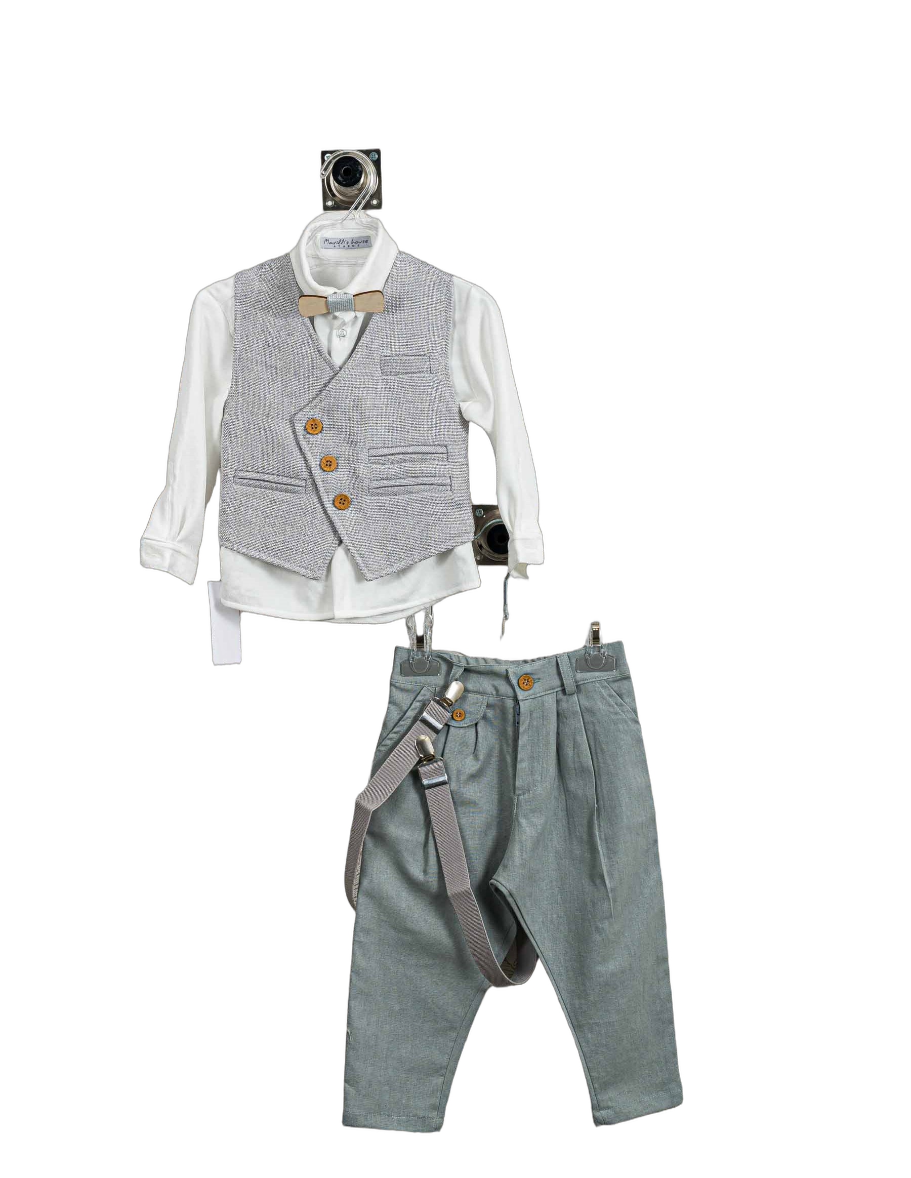 Βαπτιστικό Σετ Αγόρι με Γιλέκο & Παπιγιόν - Λευκό | 264270