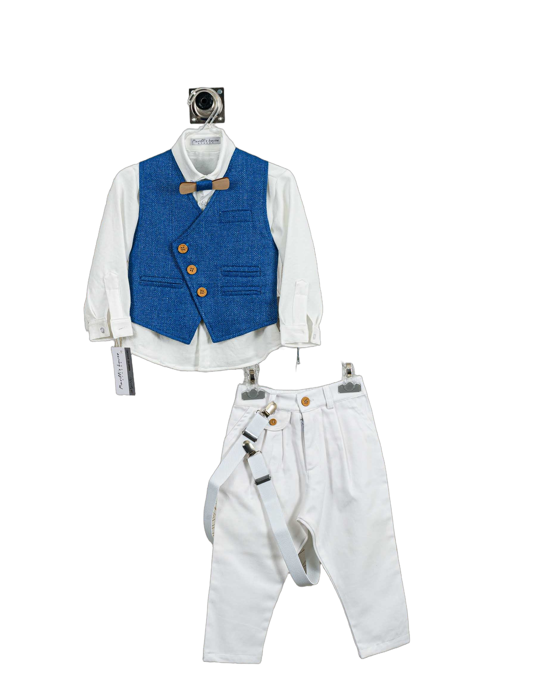 Βαπτιστικό Κοστούμι Αγόρι με Γιλέκο & Παπιγιόν - Λευκό | 264370