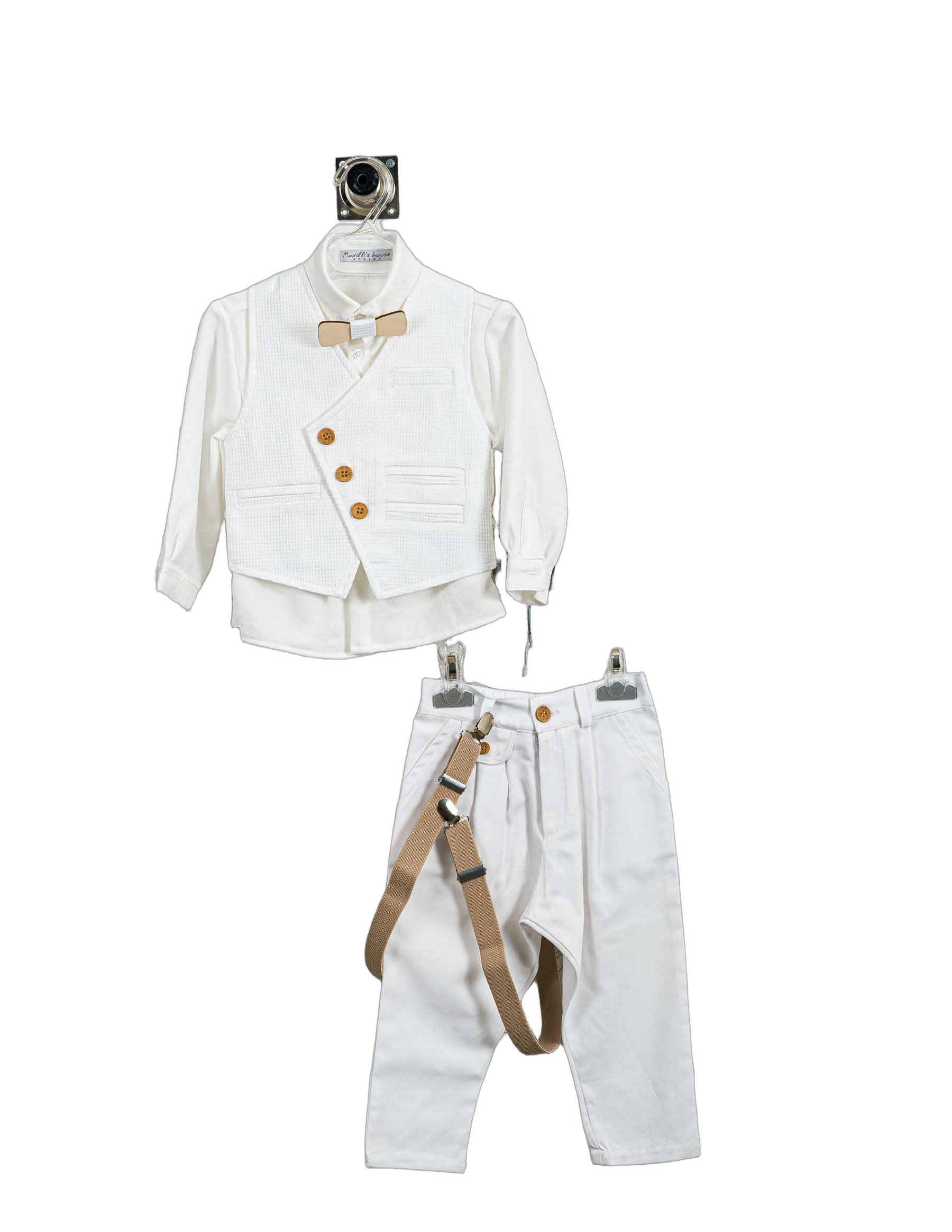 Βαπτιστικό Κοστούμι Αγόρι με Γιλέκο & Παπιγιόν - Λευκό | 264470