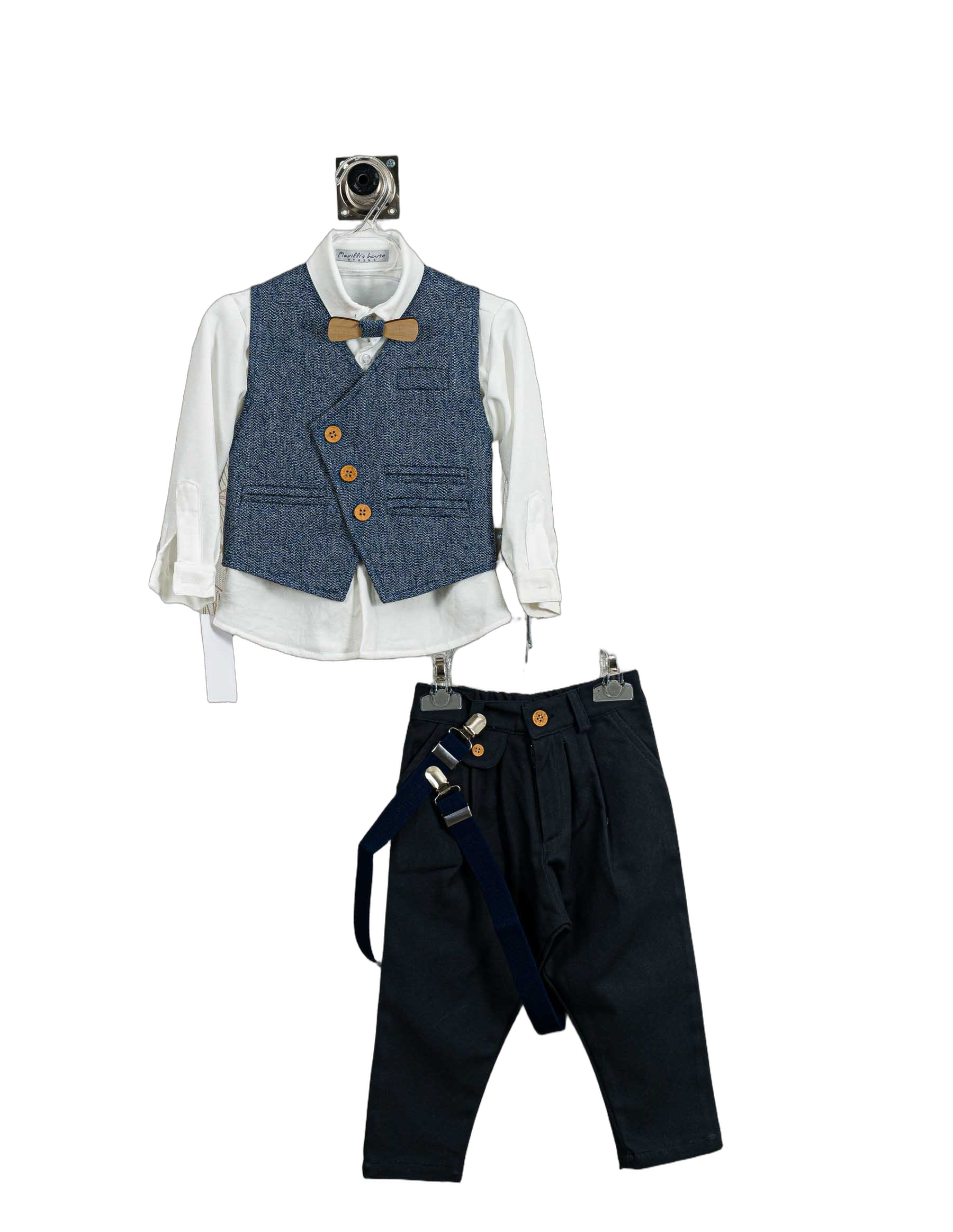 Βαπτιστικό Κοστούμι Αγόρι με Γιλέκο & Παπιγιόν - Λευκό | 264670