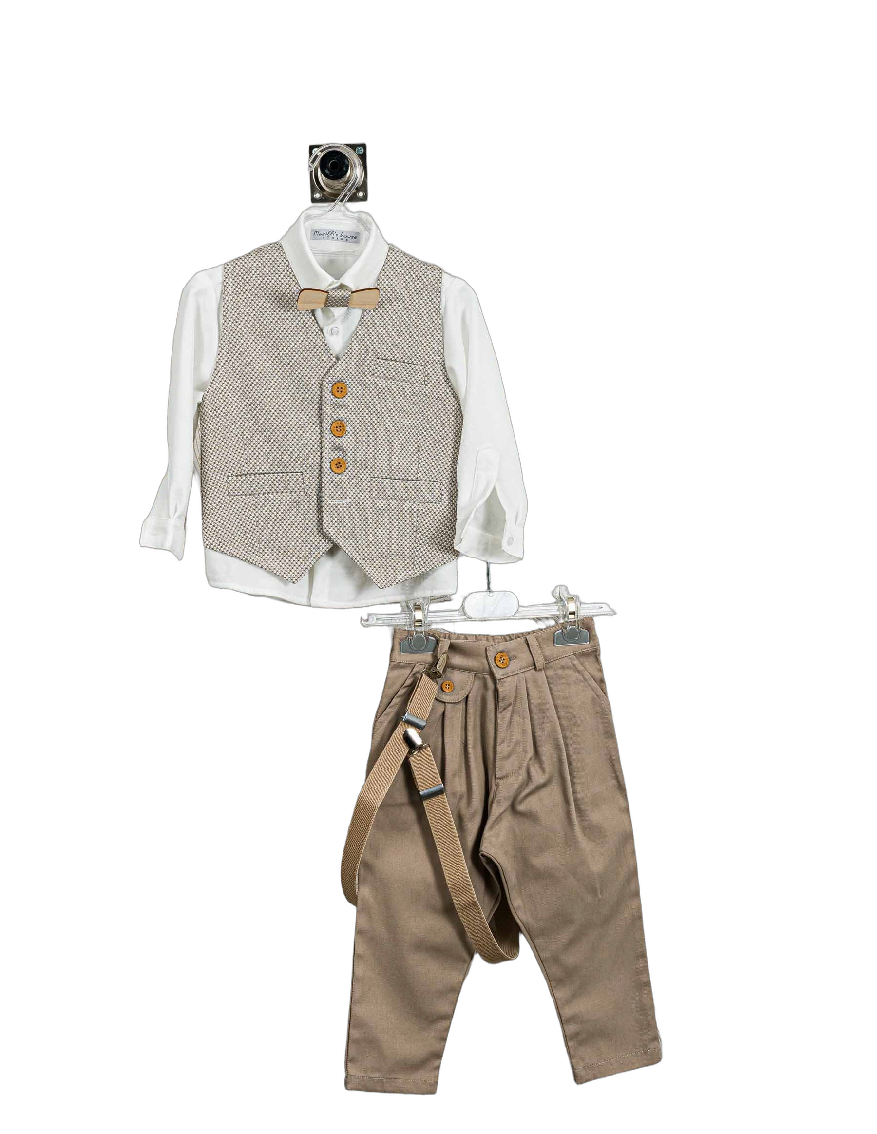 Βαπτιστικό Κοστούμι Αγόρι με Γιλέκο & Παπιγιόν - Λευκό | 264770