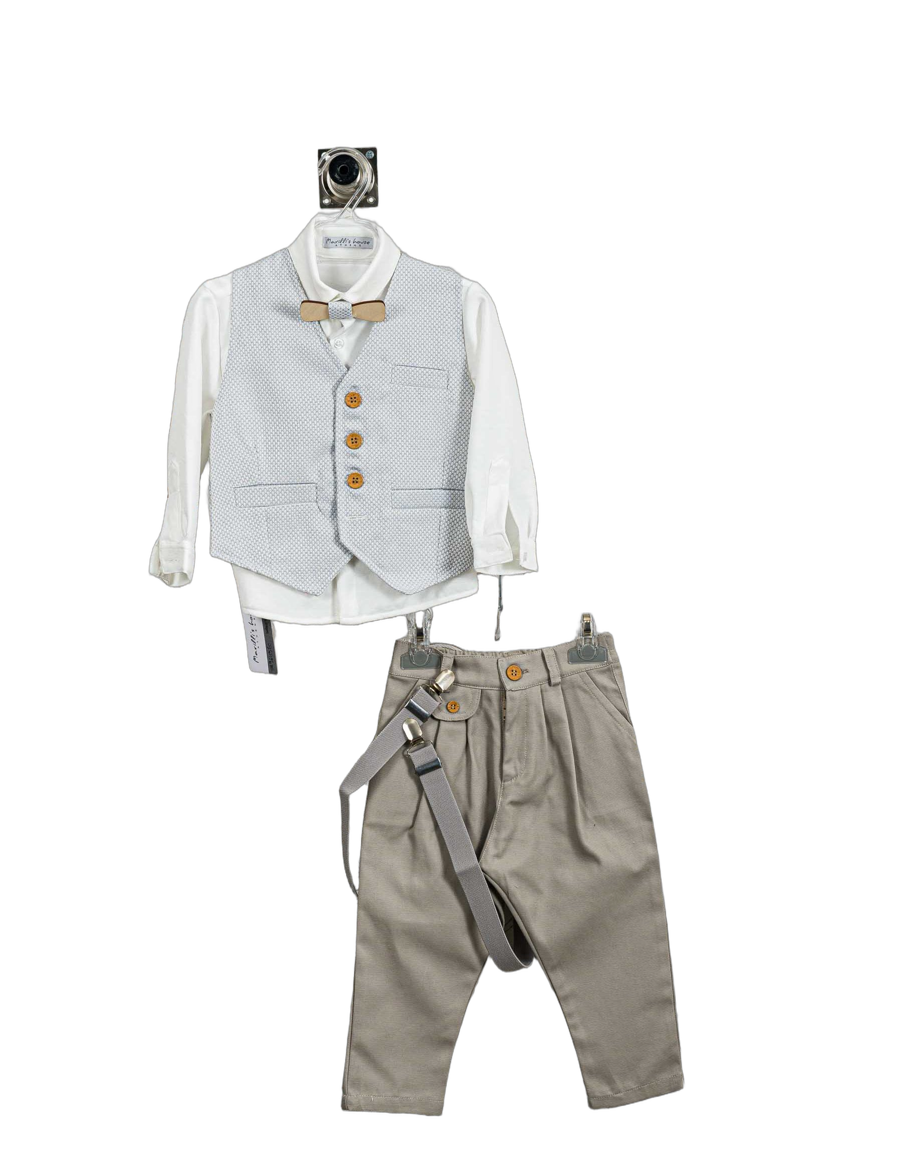 Βαπτιστικό Κοστούμι Αγόρι με Γιλέκο & Παπιγιόν - Λευκό | 264970