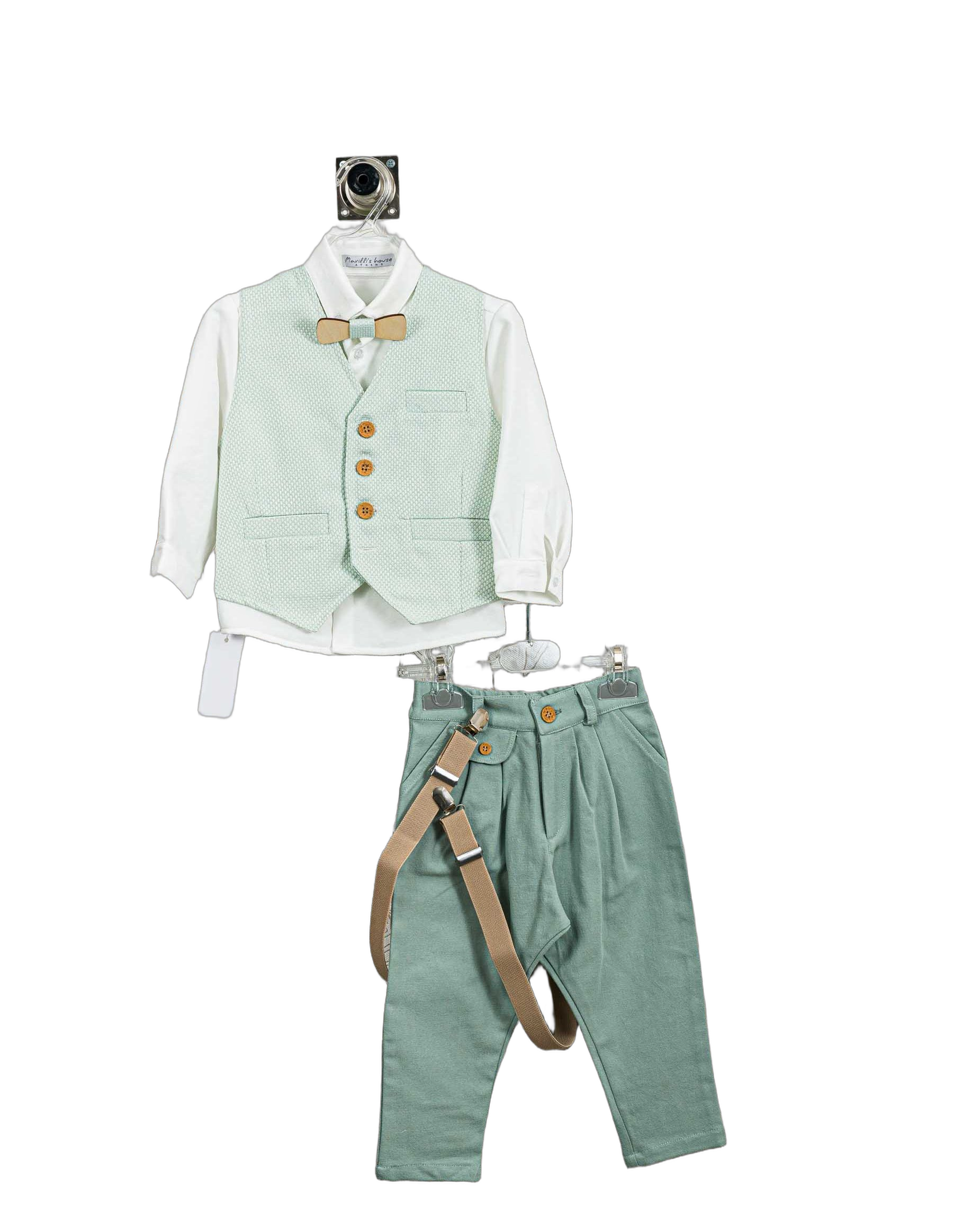 Βαπτιστικό Κοστούμι Αγόρι με Γιλέκο & Παπιγιόν - Λευκό | 265070