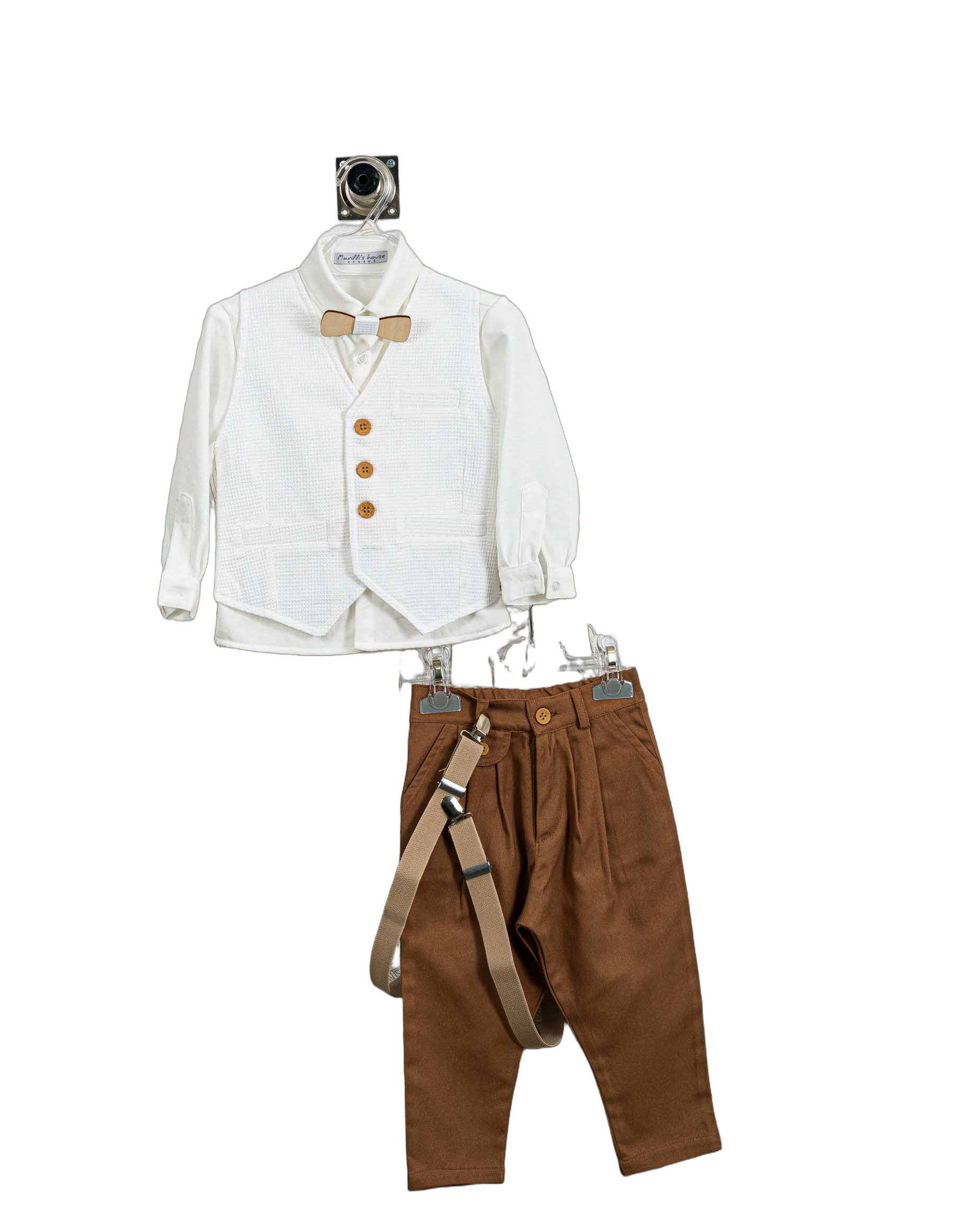 Βαπτιστικό Κοστούμι Αγόρι με Γιλέκο & Παπιγιόν - Λευκό | 265370