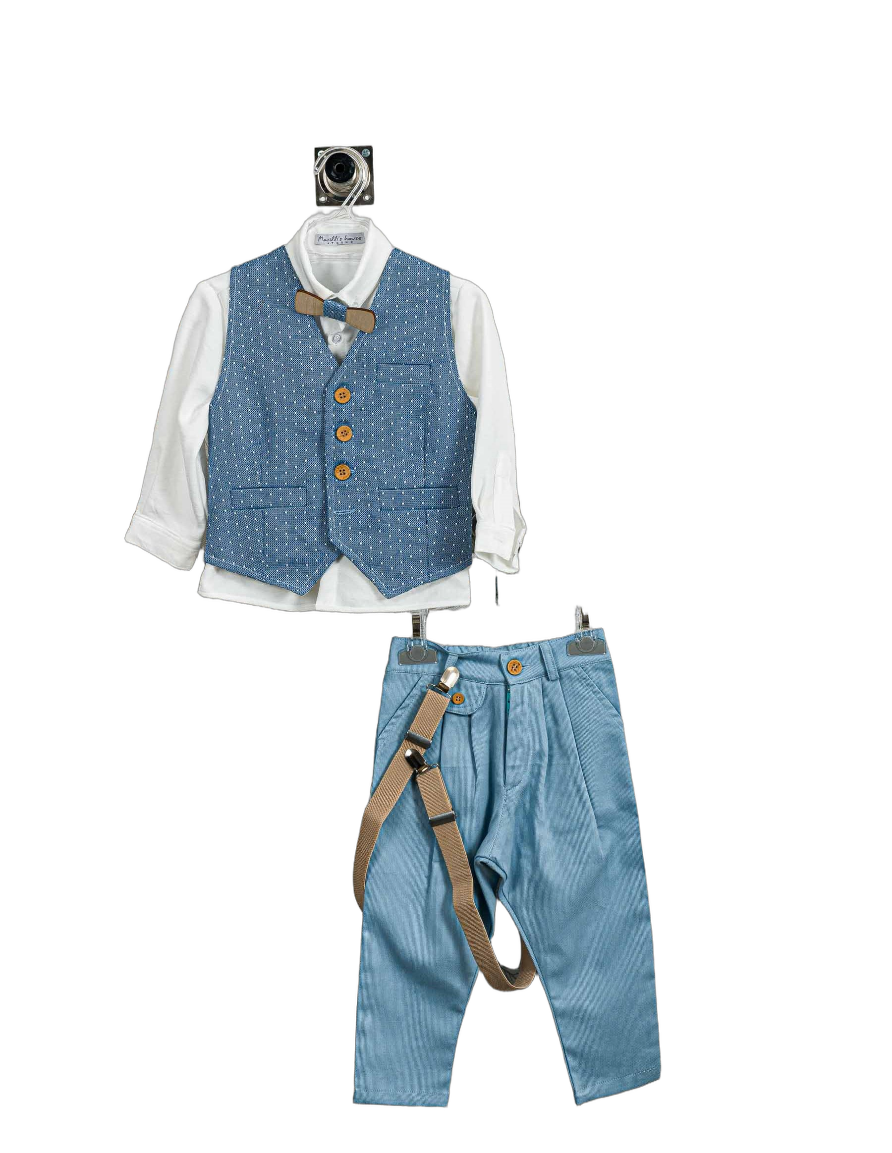 Βαπτιστικό Σετ Αγόρι με Γιλέκο & Παπιγιόν - Λευκό | 265470