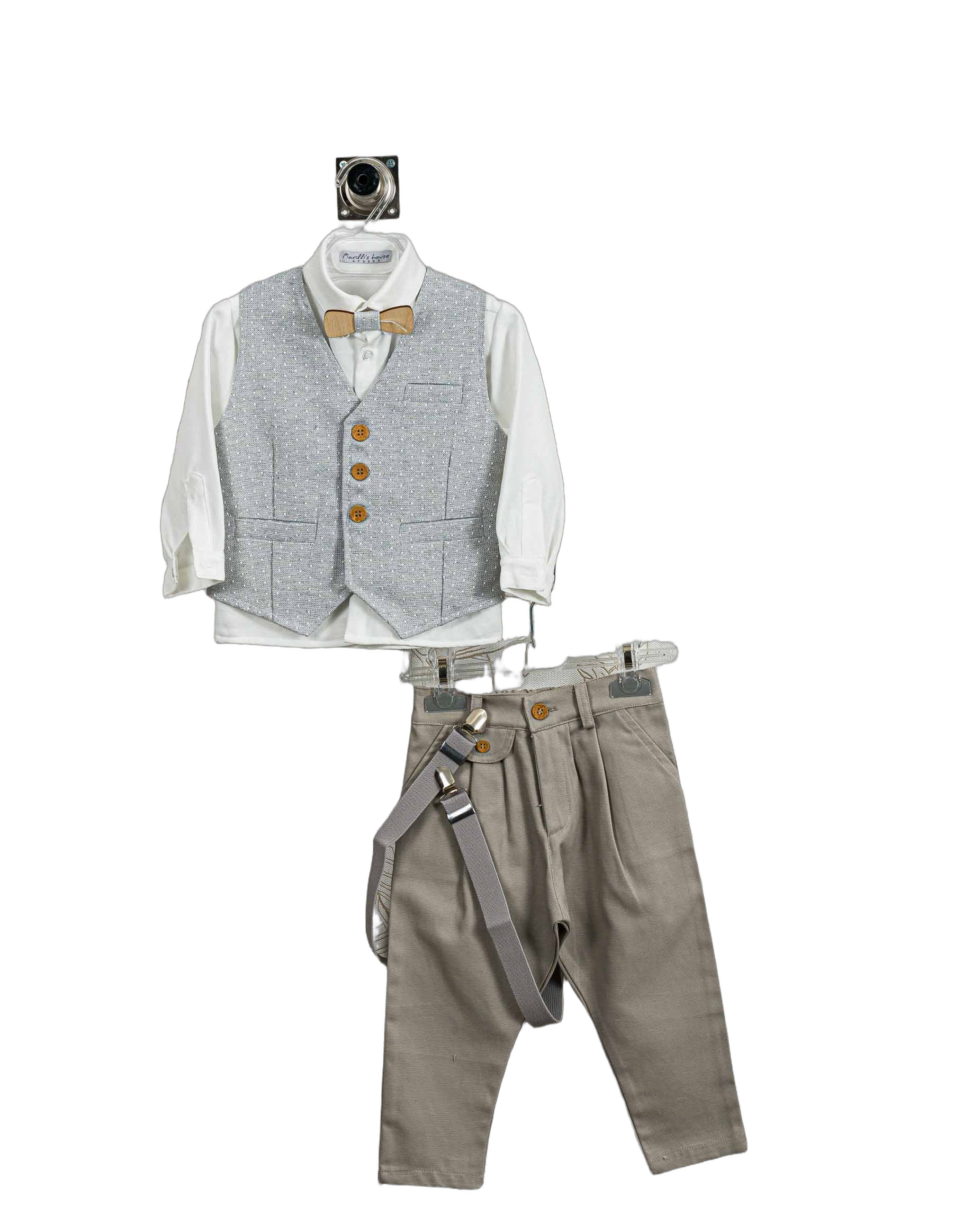 Βαπτιστικό Σετ Αγόρι με Γιλέκο & Παπιγιόν - Λευκό | 265770