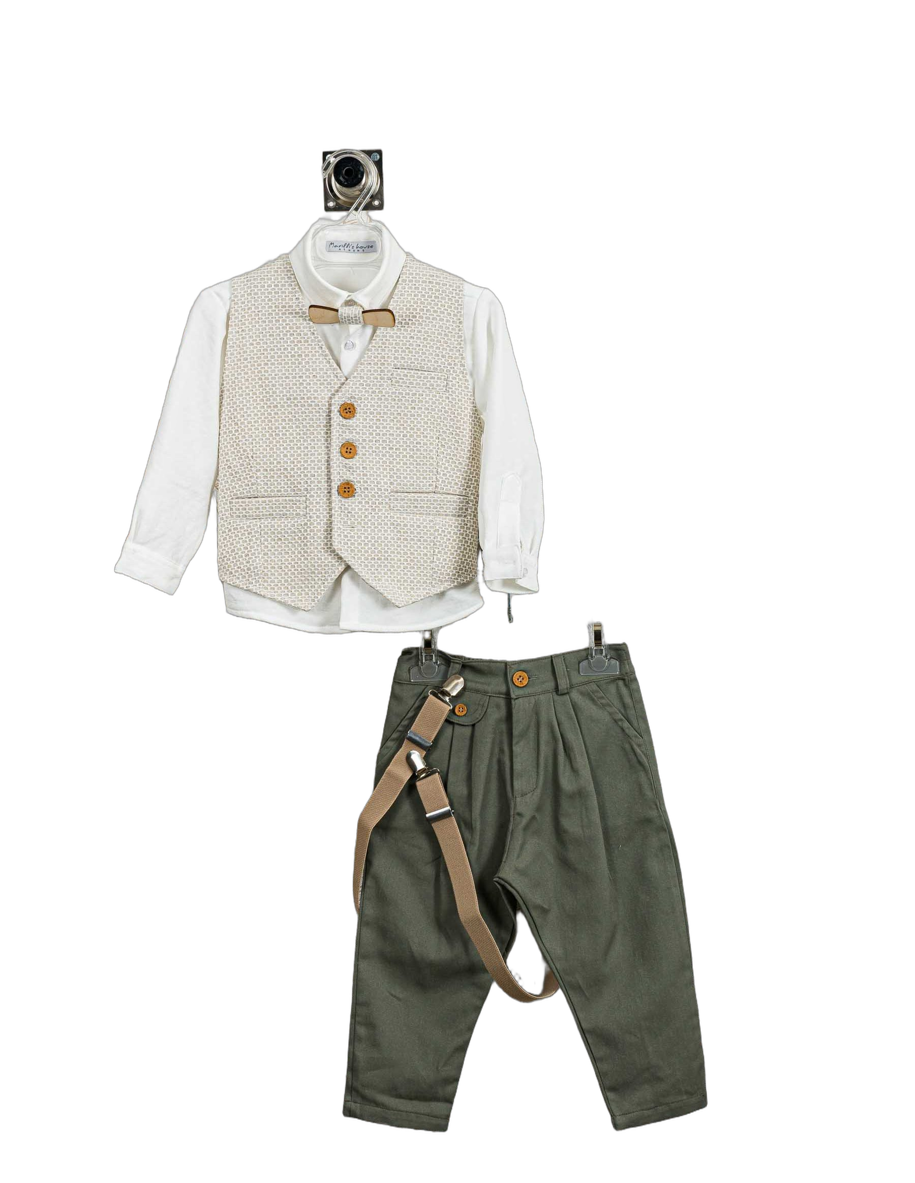 Βαπτιστικό Κοστούμι Αγόρι με Γιλέκο & Παπιγιόν - Λευκό | 265870