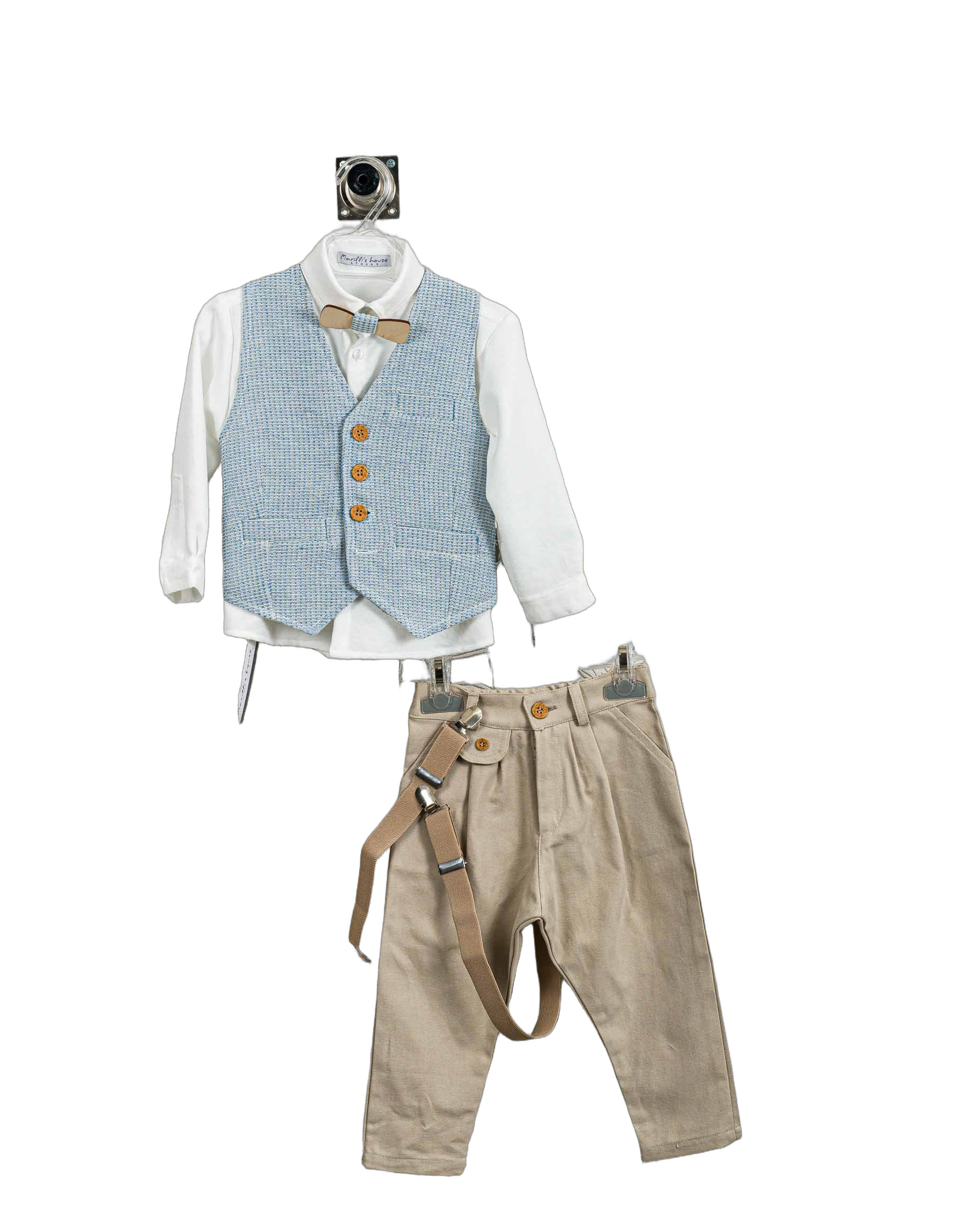 Βαπτιστικό Κοστούμι Αγόρι με Γιλέκο & Παπιγιόν - Λευκό | 265970