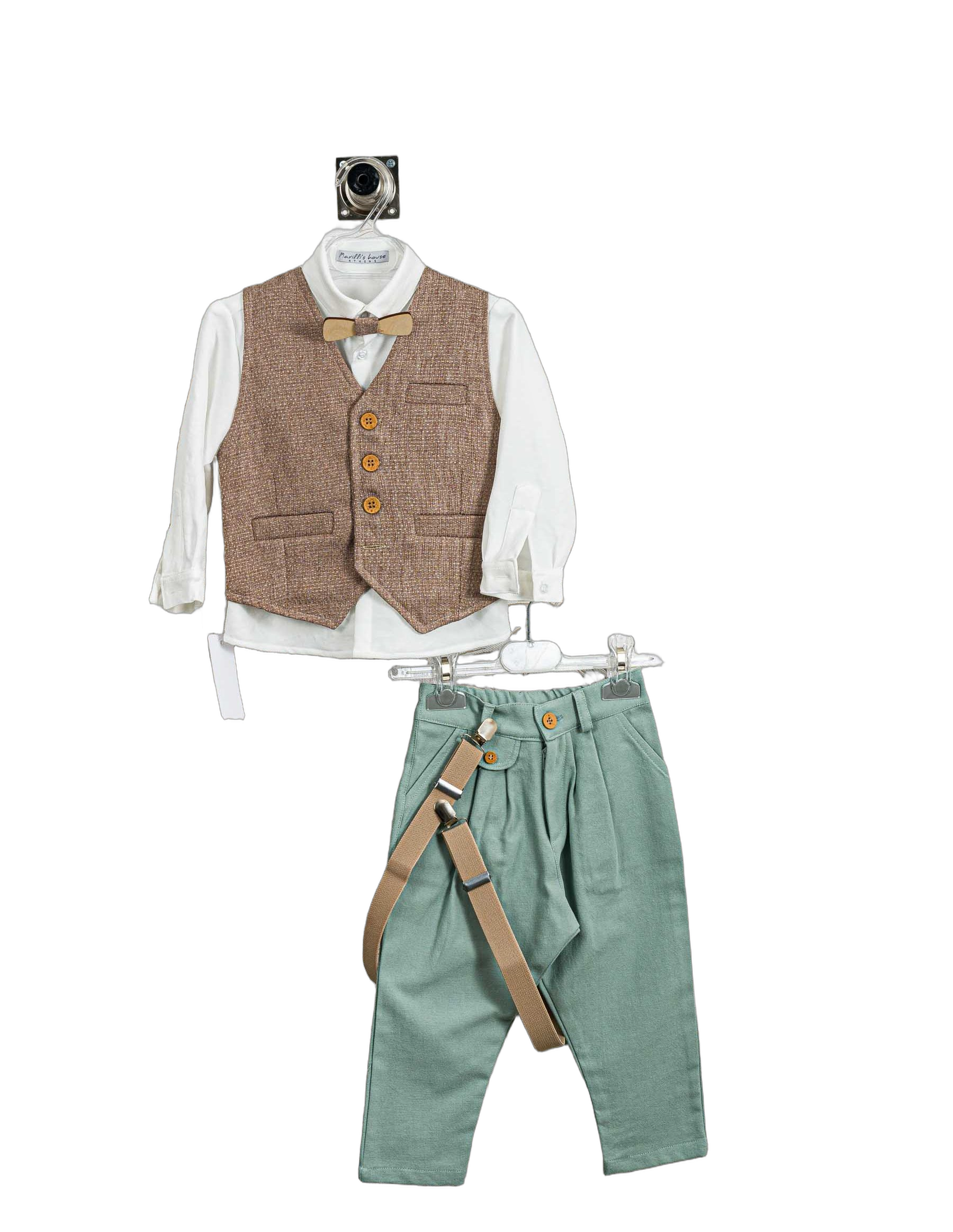 Βαπτιστικό Σετ Αγόρι με Γιλέκο & Παπιγιόν - Λευκό