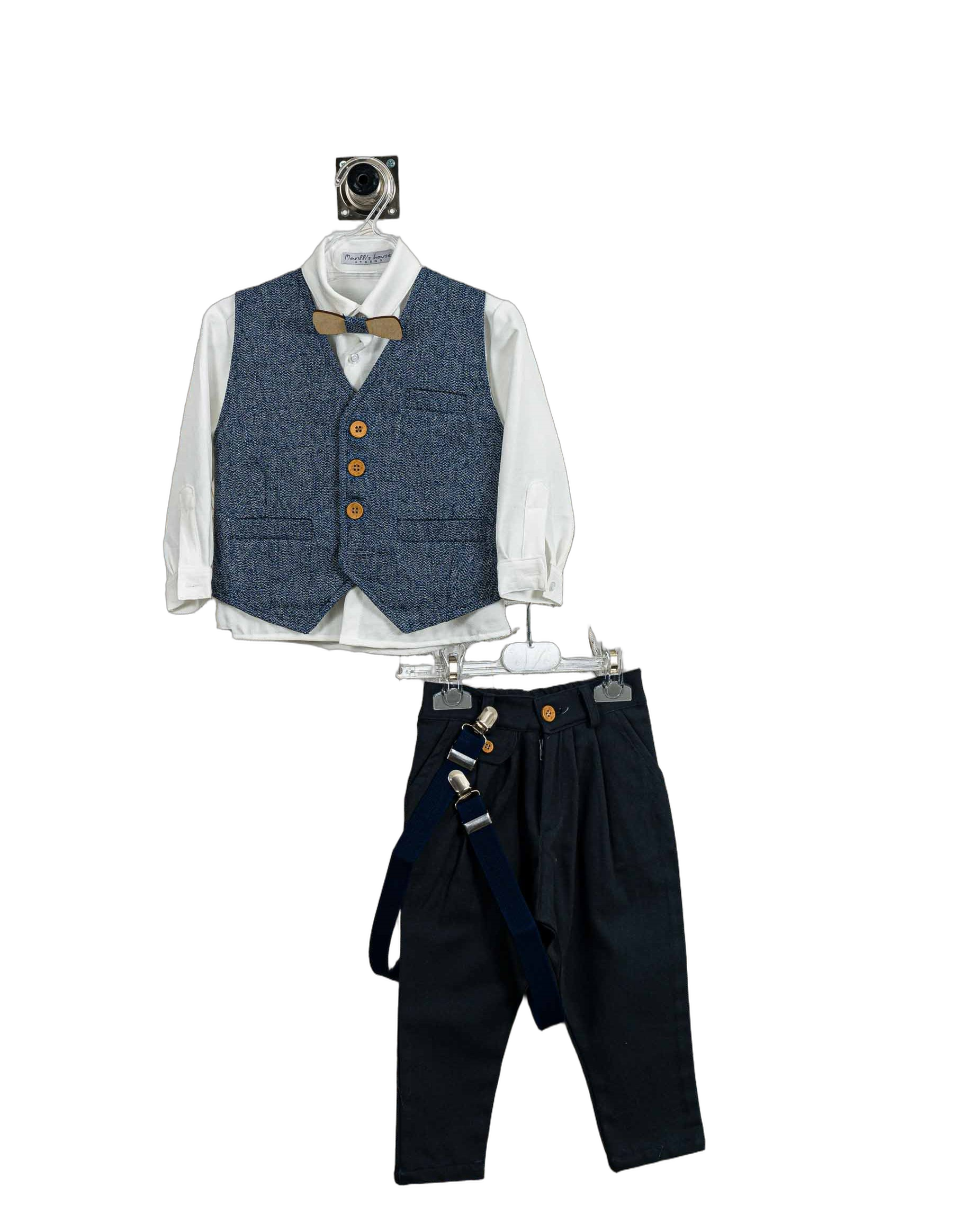 Βαπτιστικό Κοστούμι Αγόρι με Γιλέκο & Παπιγιόν - Λευκό | 266170