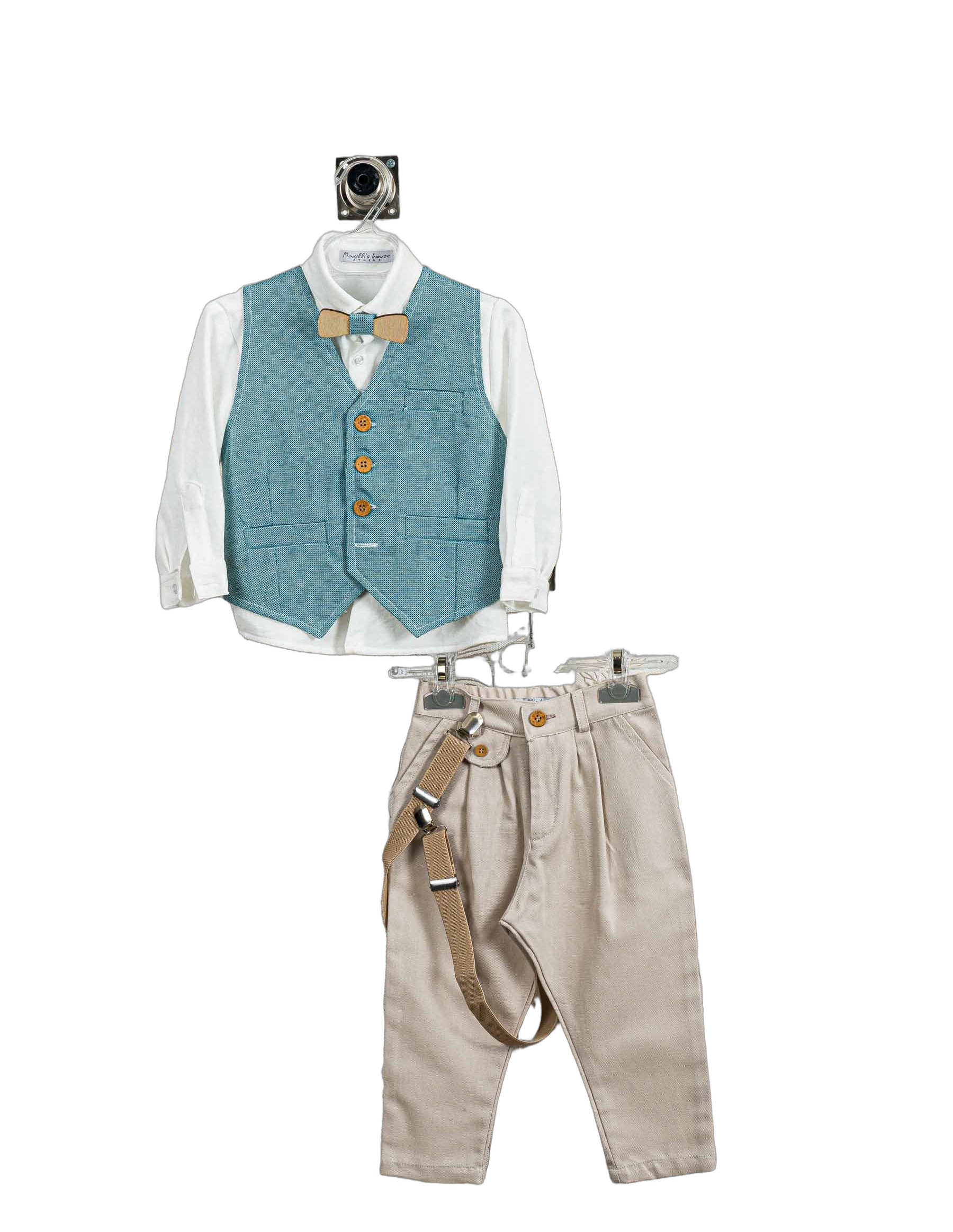 Βαπτιστικό Κοστούμι Αγόρι με Γιλέκο & Παπιγιόν - Λευκό | 266270