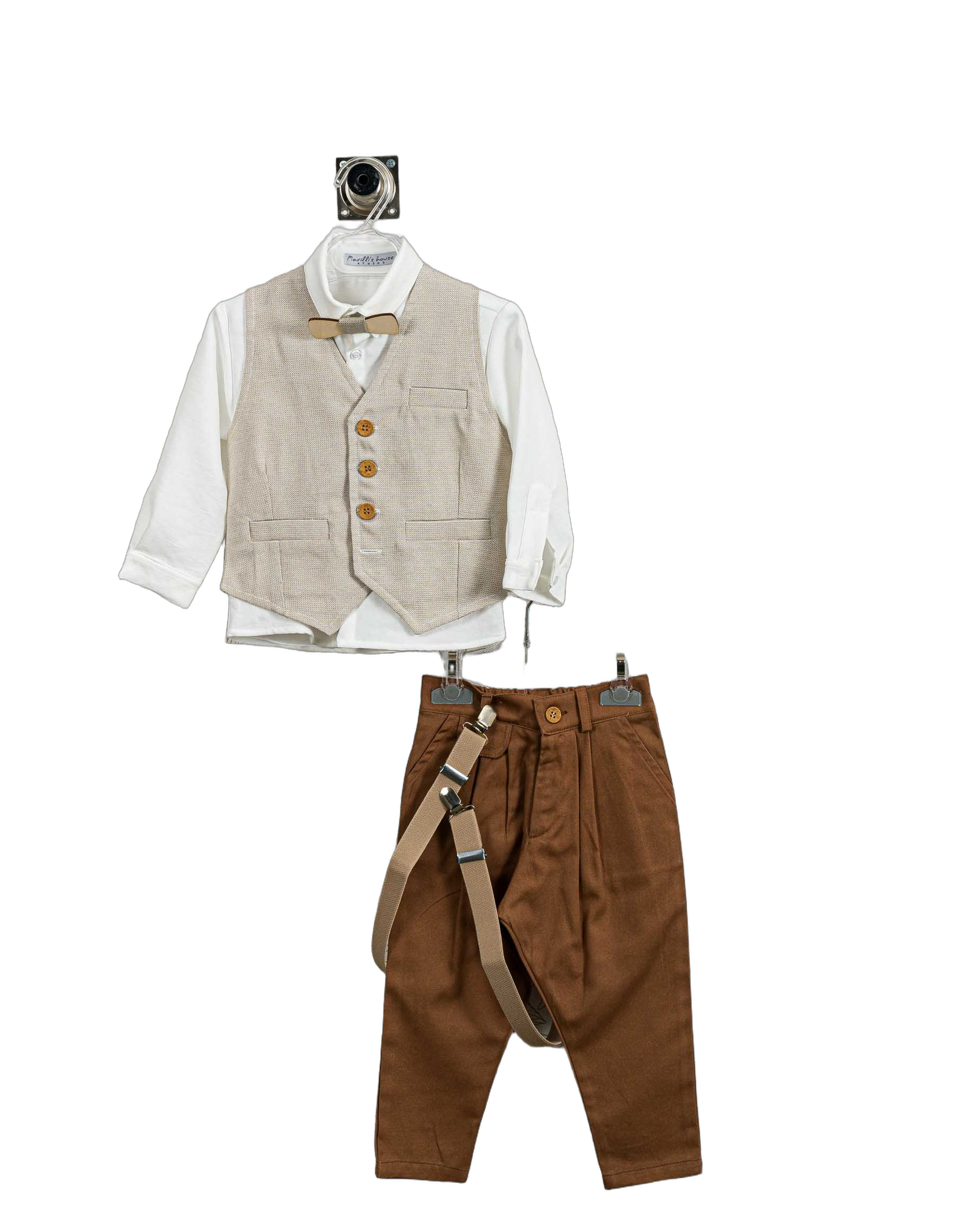 Βαπτιστικό Σετ Αγόρι με Γιλέκο & Παπιγιόν - Λευκό | 266370