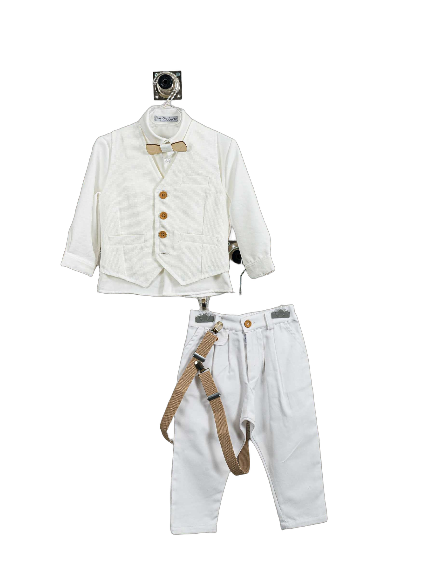 Βαπτιστικό Κοστούμι Αγόρι με Γιλέκο & Παπιγιόν - Λευκό | 266470