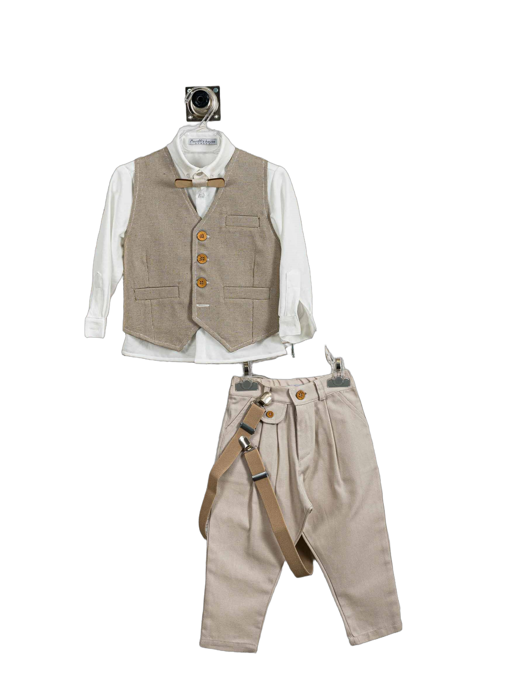 Βαπτιστικό Κοστούμι Αγόρι με Γιλέκο & Παπιγιόν - Λευκό | 266570