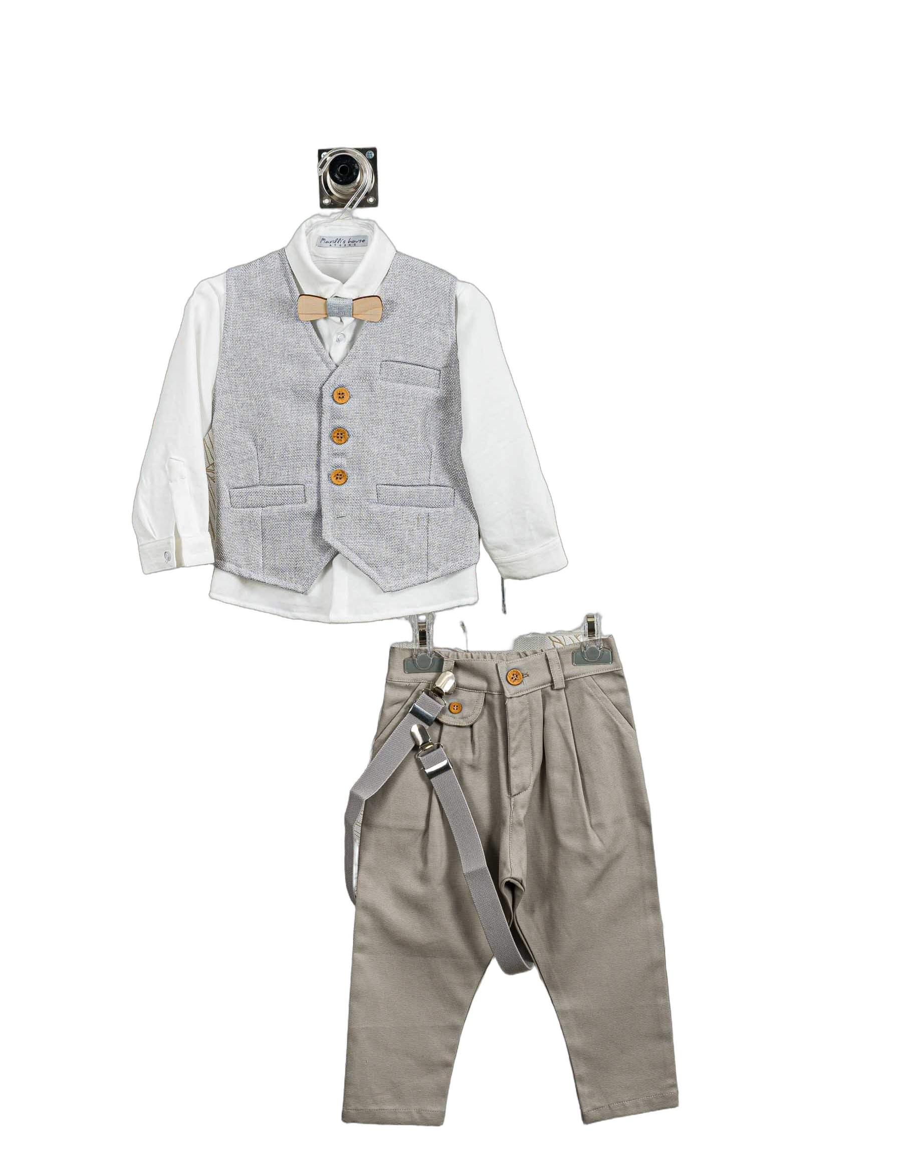 Βαπτιστικό Κοστούμι Αγόρι με Γιλέκο & Παπιγιόν - Λευκό | 266870