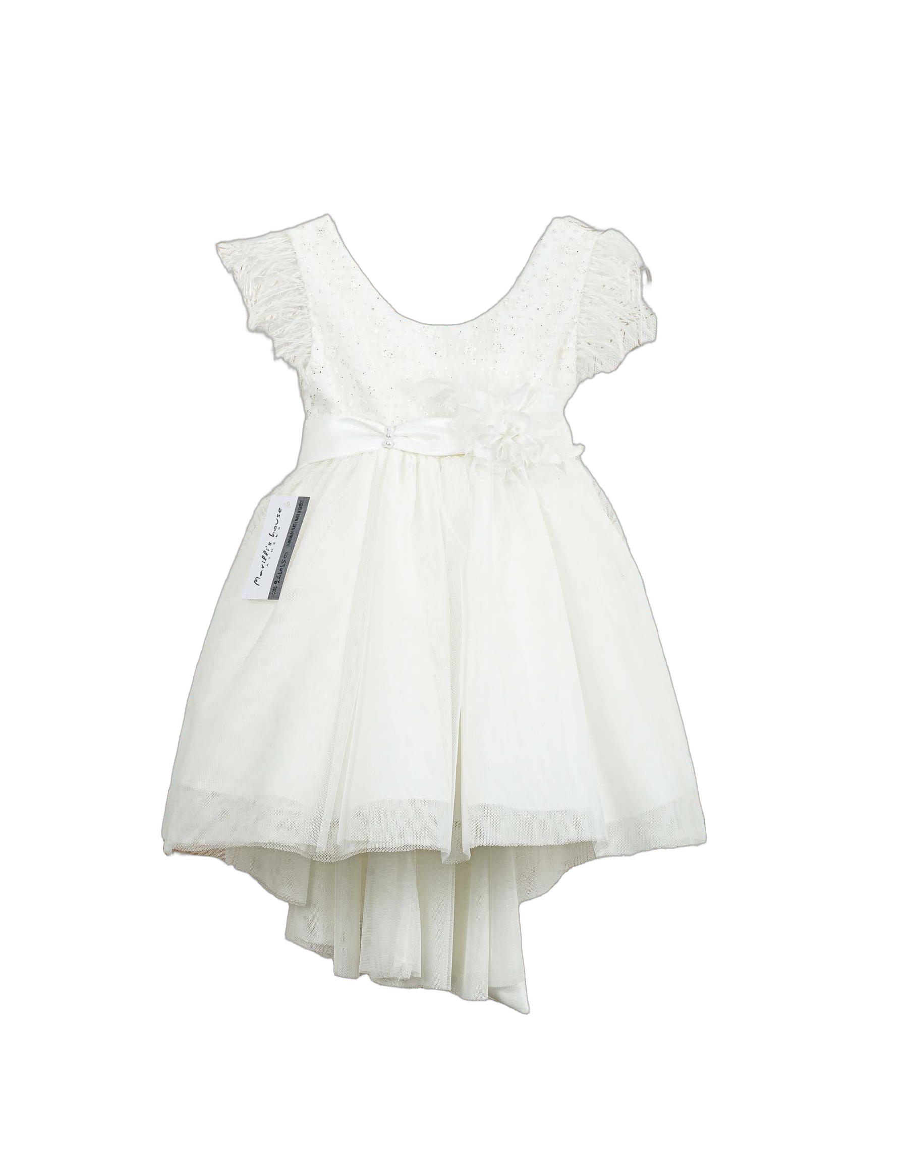 Βαπτιστικό Φόρεμα Πούπουλα Ασύμμετρο - Λευκό