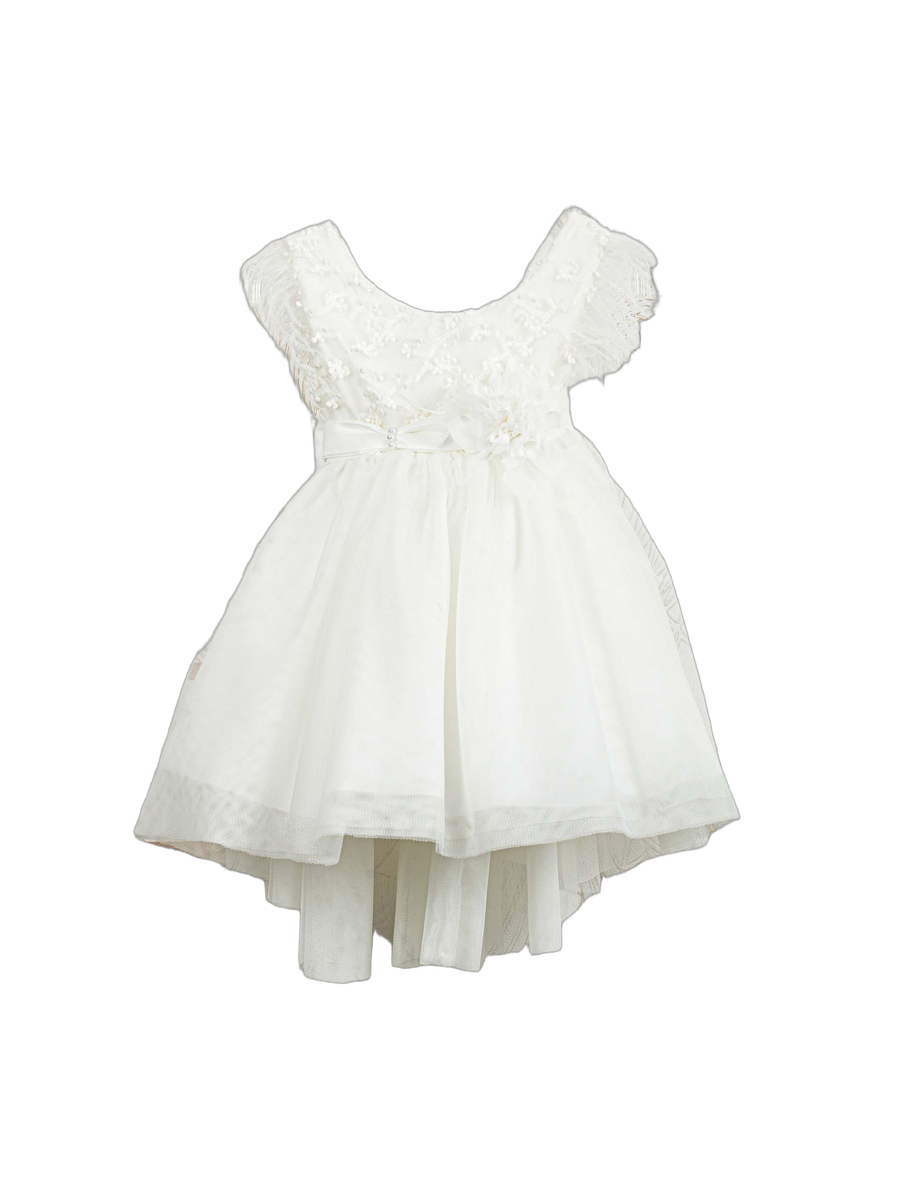 Βαπτιστικό Φόρεμα High-Low Ασύμμετρο - Λευκό Ρομαντικό