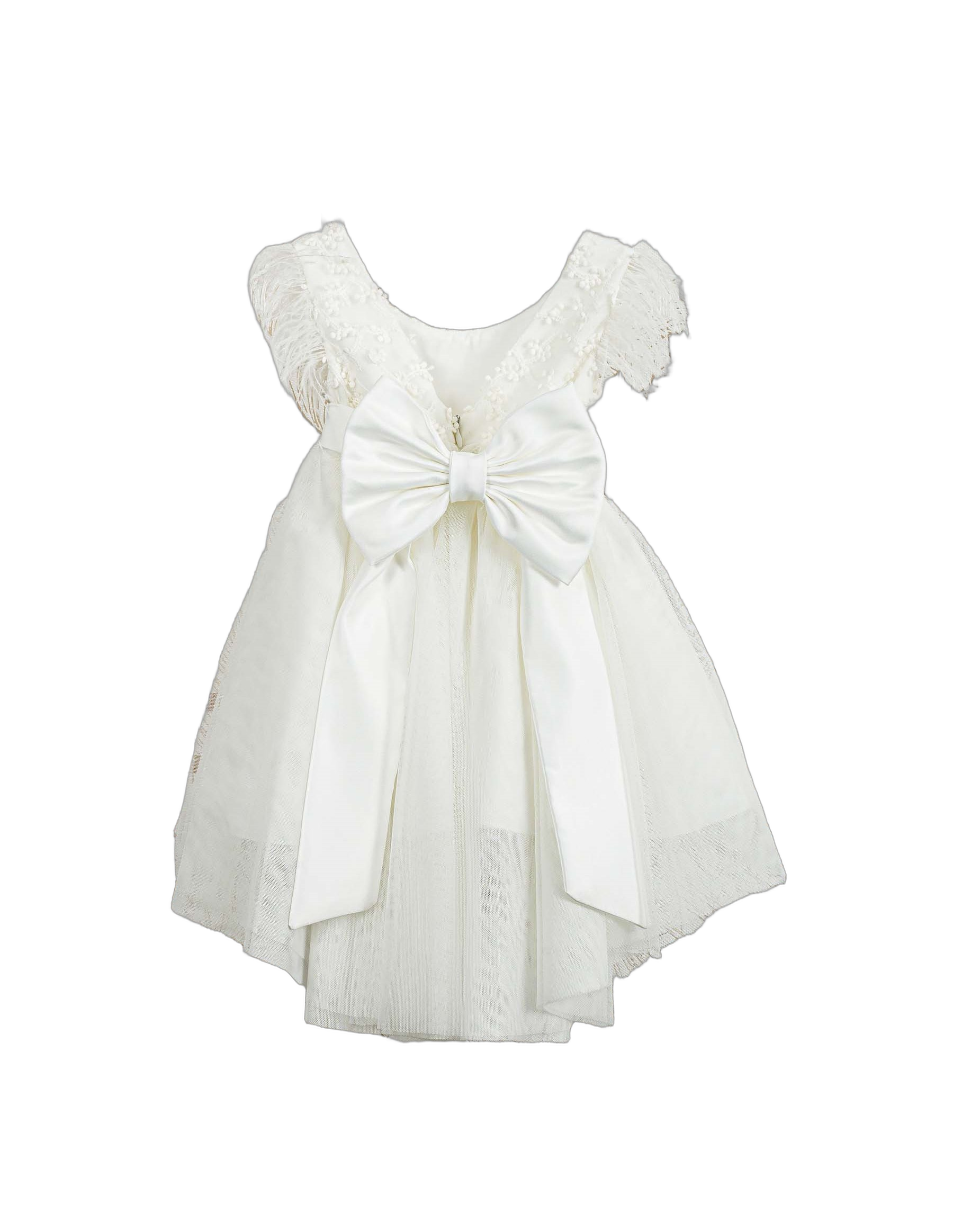 Βαπτιστικό Φόρεμα High-Low Ασύμμετρο - Λευκό Ρομαντικό - 2