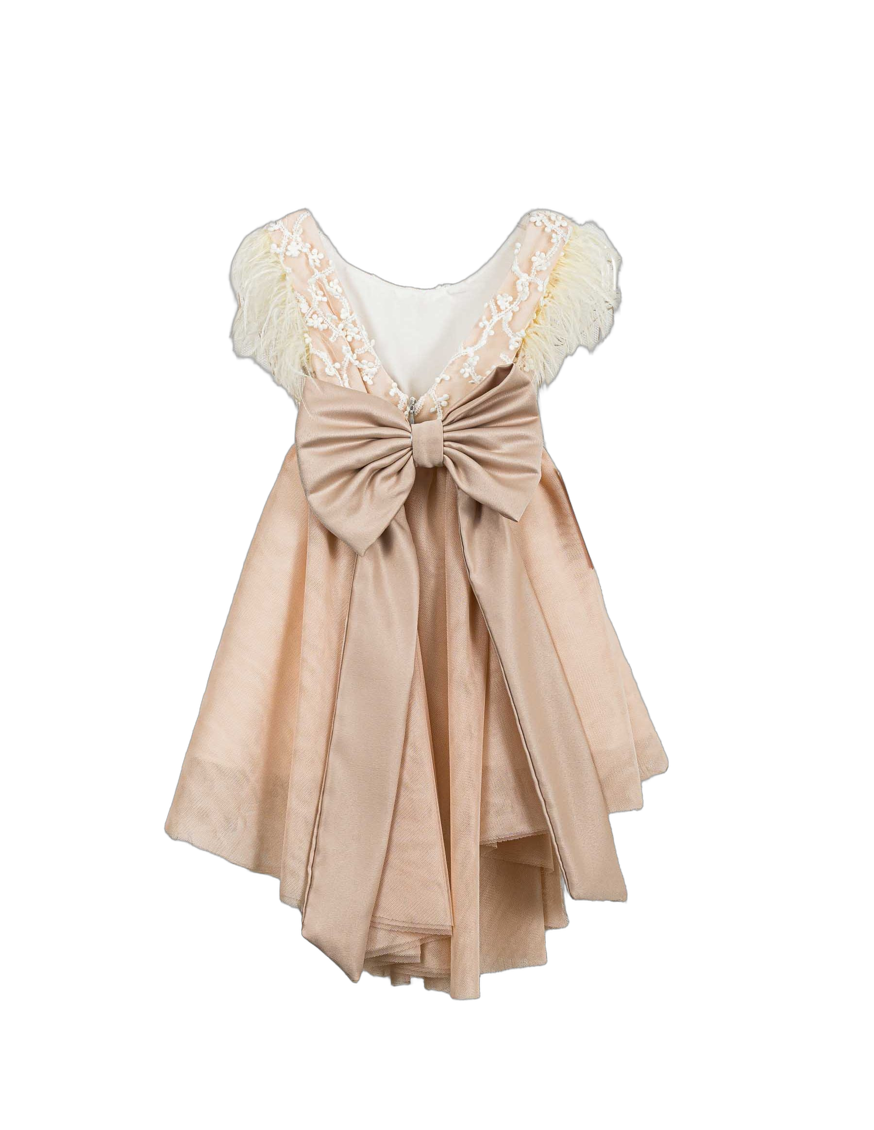 Βαπτιστικό Φόρεμα Πούπουλα 3D Λουλούδια - Λευκό - 2