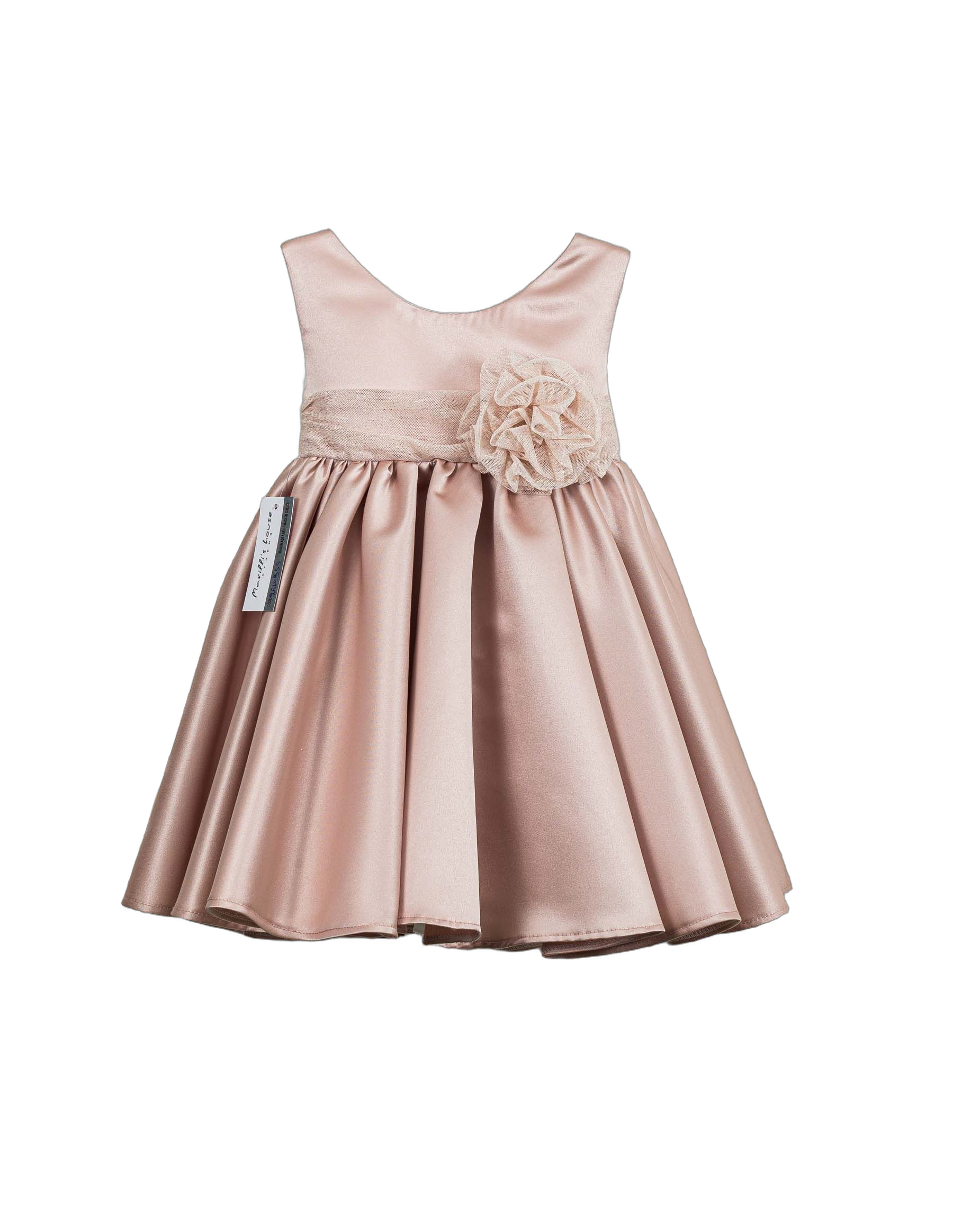 Βαπτιστικό Φόρεμα V-Neck Τούλι - Ροζ