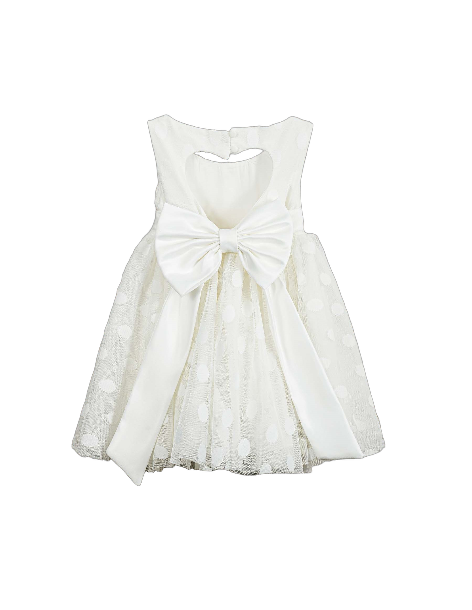 Βαπτιστικό Φόρεμα Πουά High-Low - Λευκό - 2