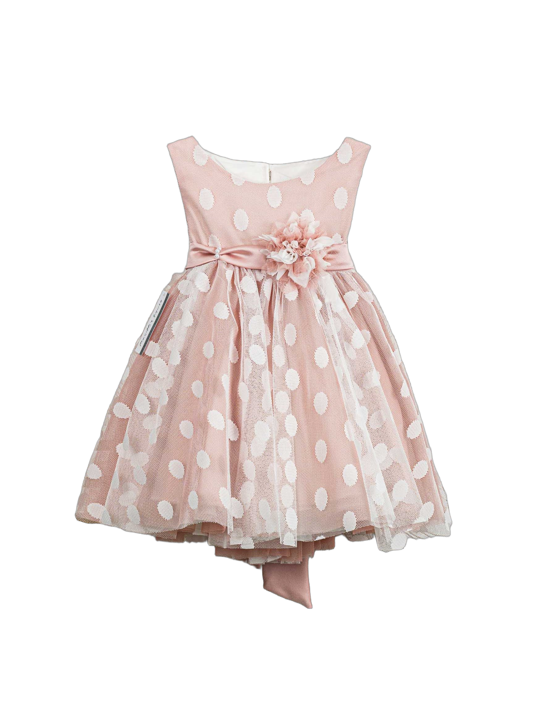 Βαπτιστικό Φόρεμα Πουά Τούλι - Ροζ