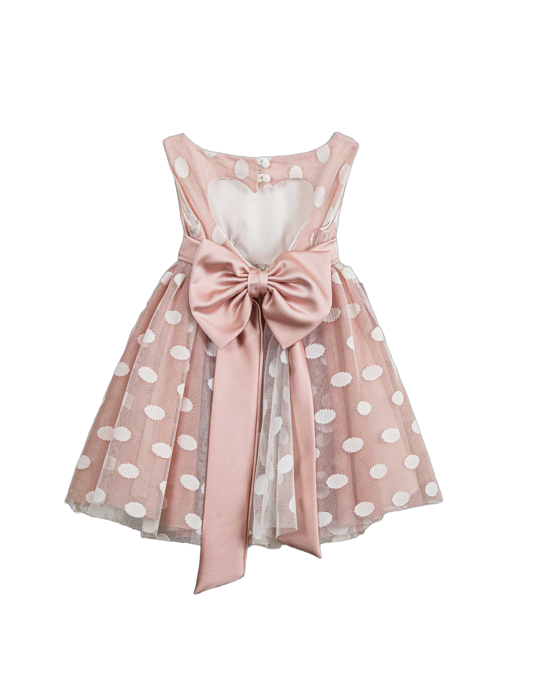 Βαπτιστικό Φόρεμα Πουά Τούλι - Ροζ - 2