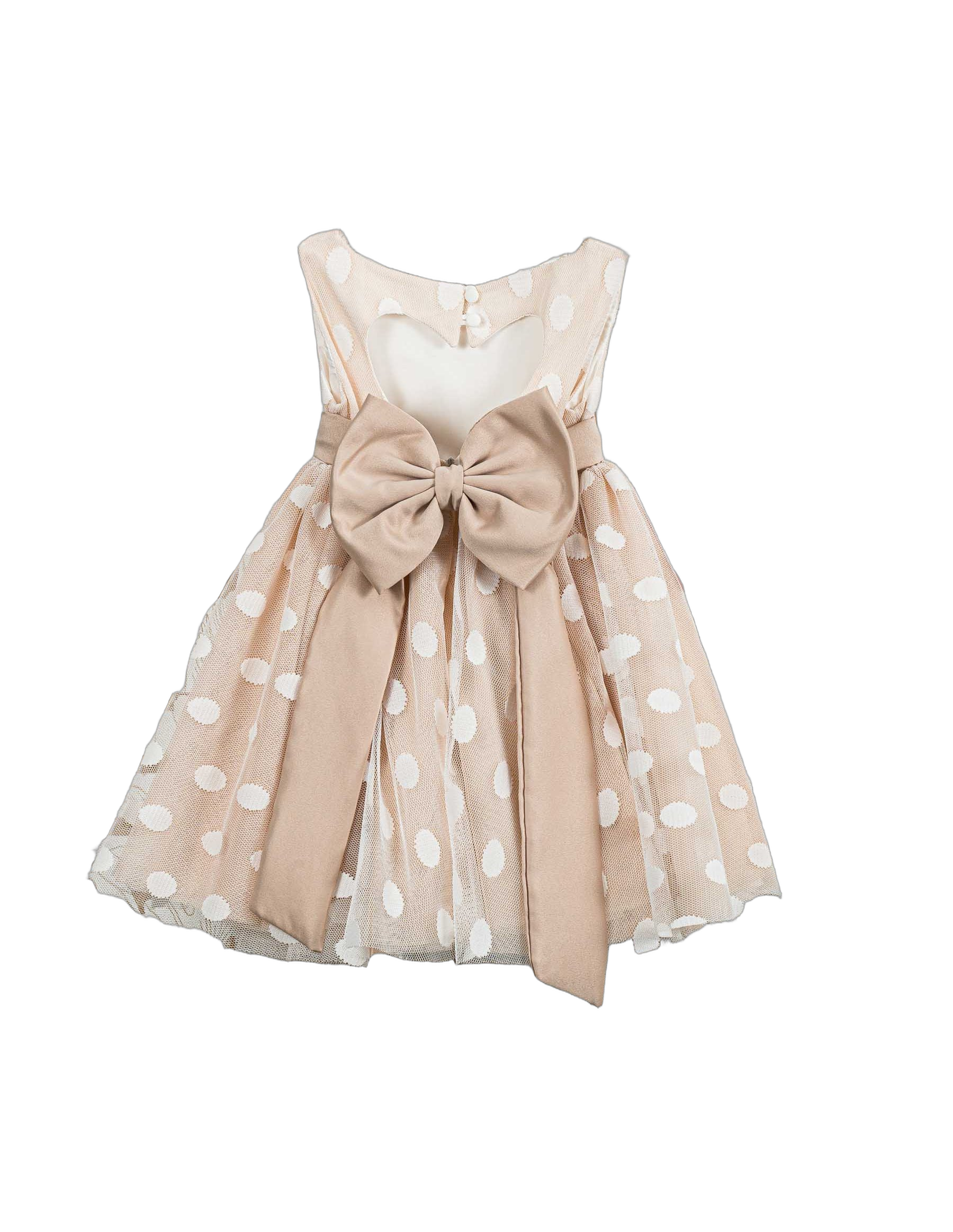 Βαπτιστικό Φόρεμα Πουά Τούλι - Σομόν - 2