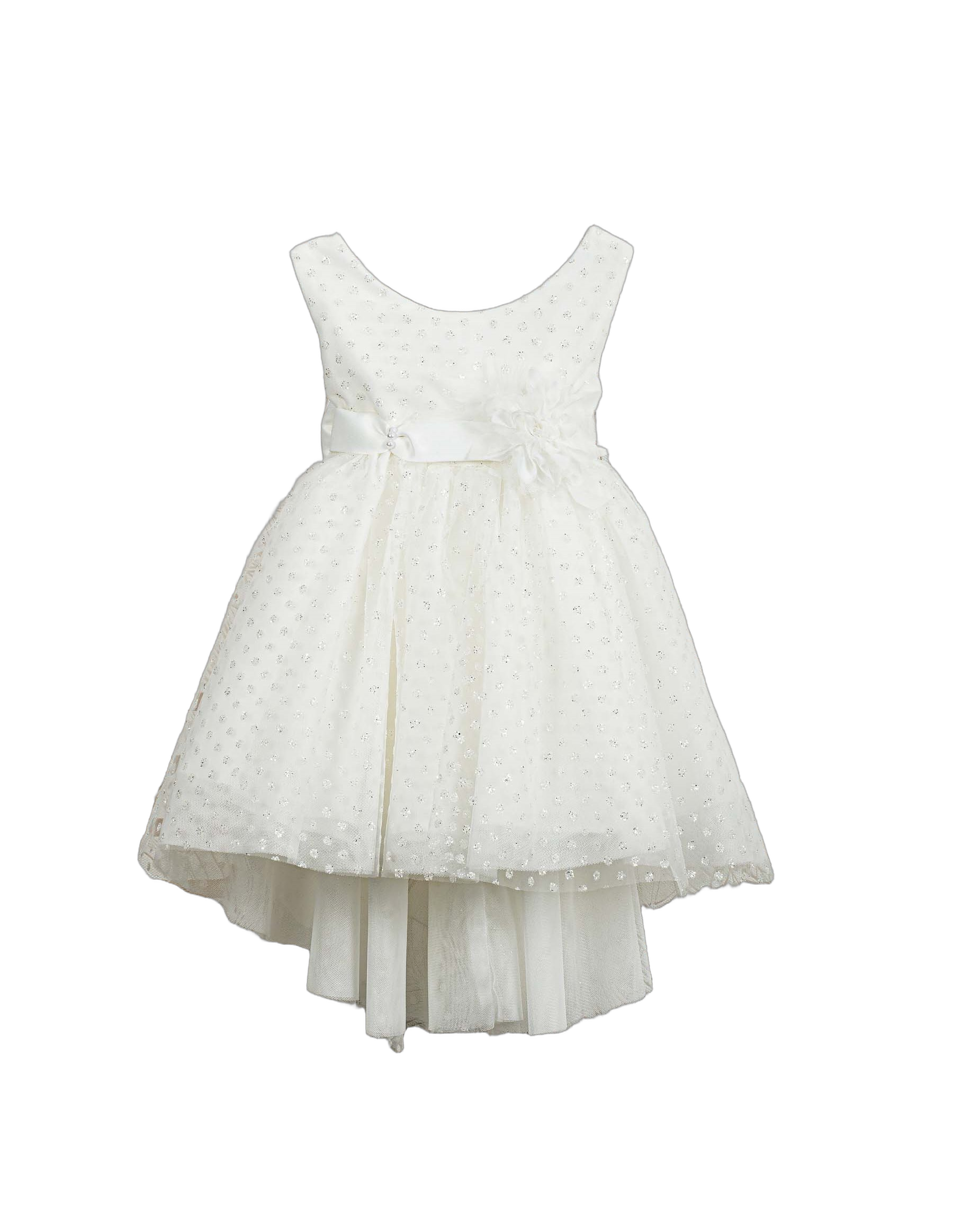 Βαπτιστικό Φόρεμα Πουά Ανάγλυφο - Λευκό
